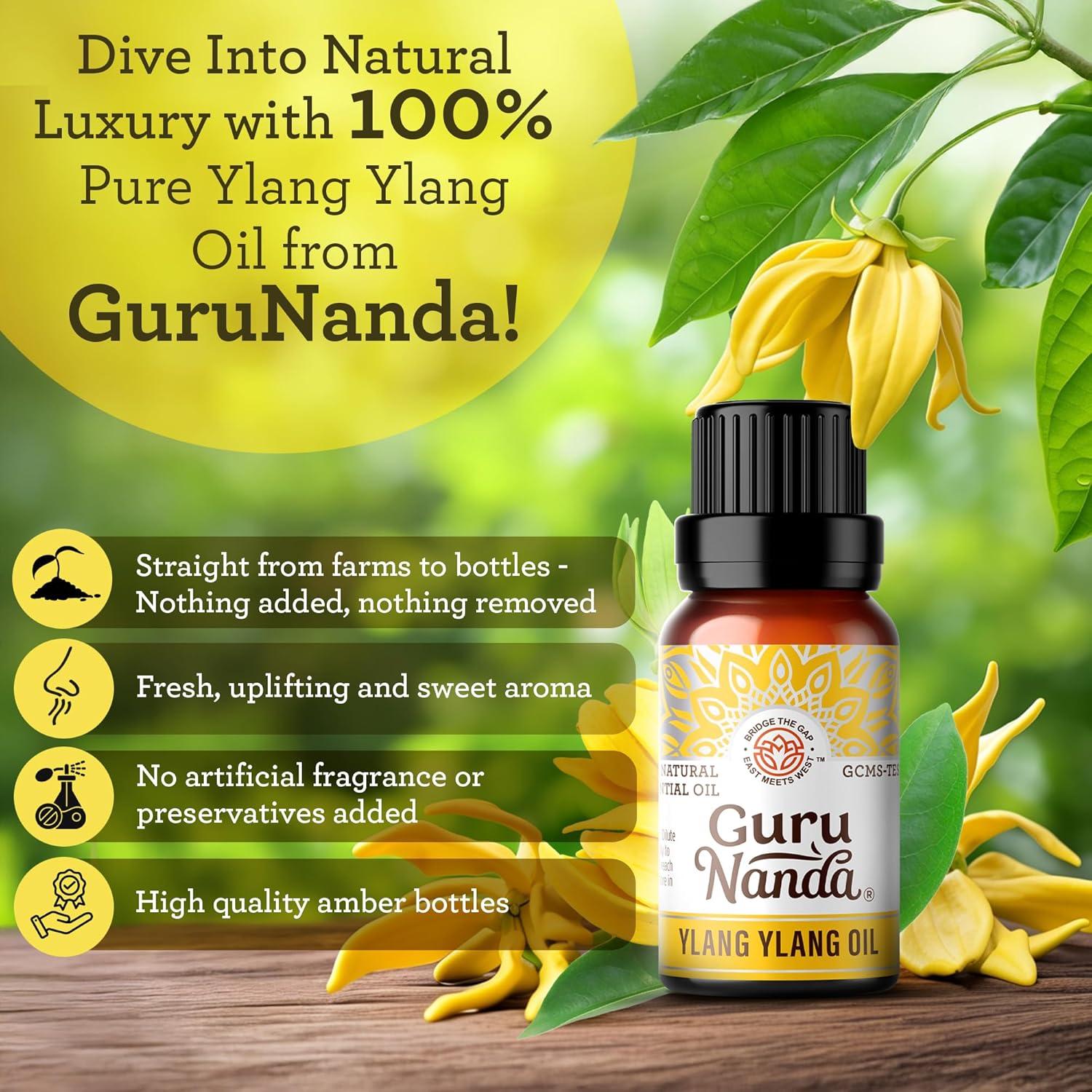 imageGuruNanda Frankincense Essential Oil 100 Pure Natural and Undiluted Diffuser Oil for Aromatherapy Massages ampamp DIY Recipies Promotes Comfort ampamp Supports Radiantlooking Skin 05 fl OzYlang Ylang