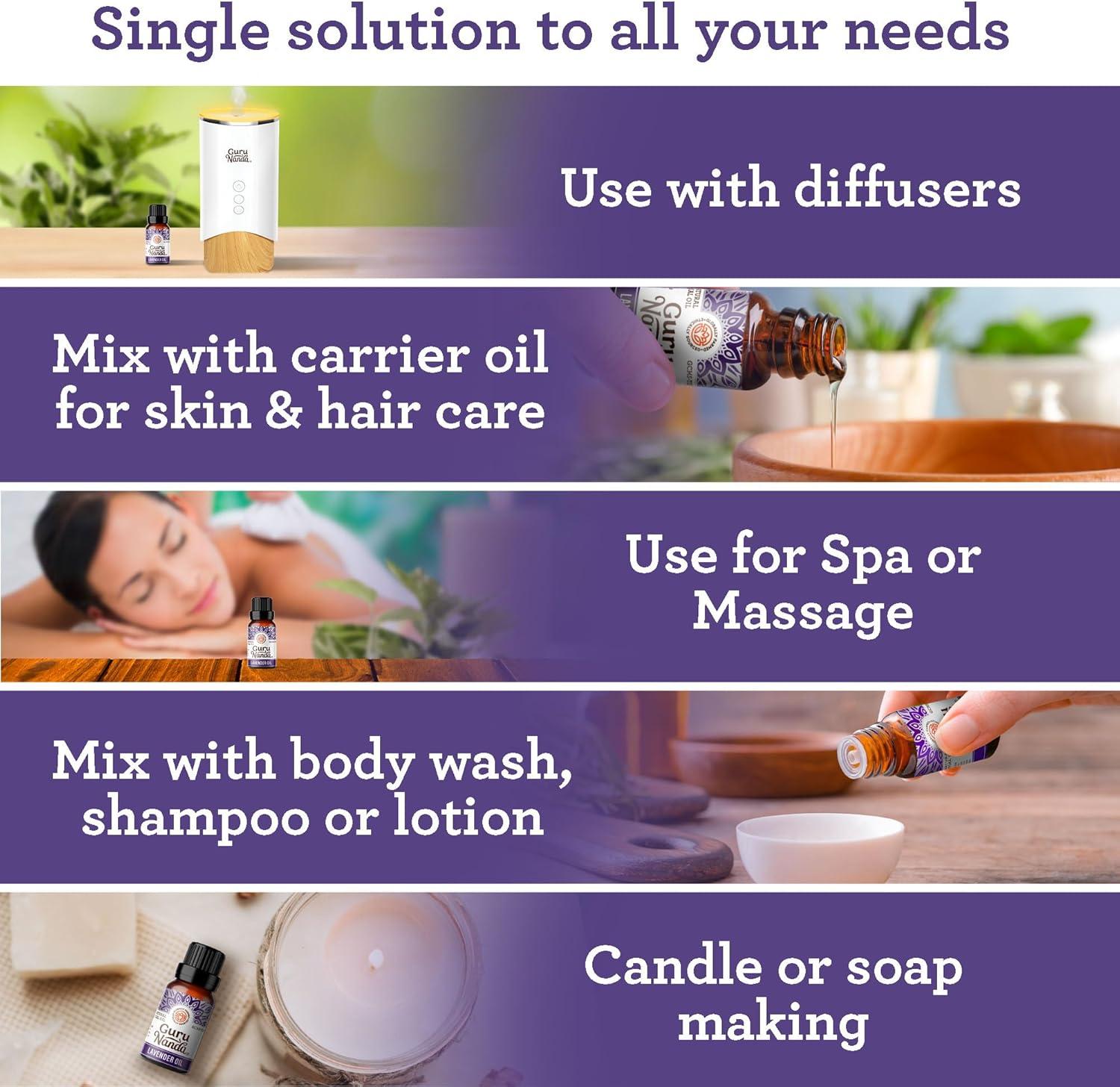 imageGuruNanda Frankincense Essential Oil 100 Pure Natural and Undiluted Diffuser Oil for Aromatherapy Massages ampamp DIY Recipies Promotes Comfort ampamp Supports Radiantlooking Skin 05 fl OzLavender
