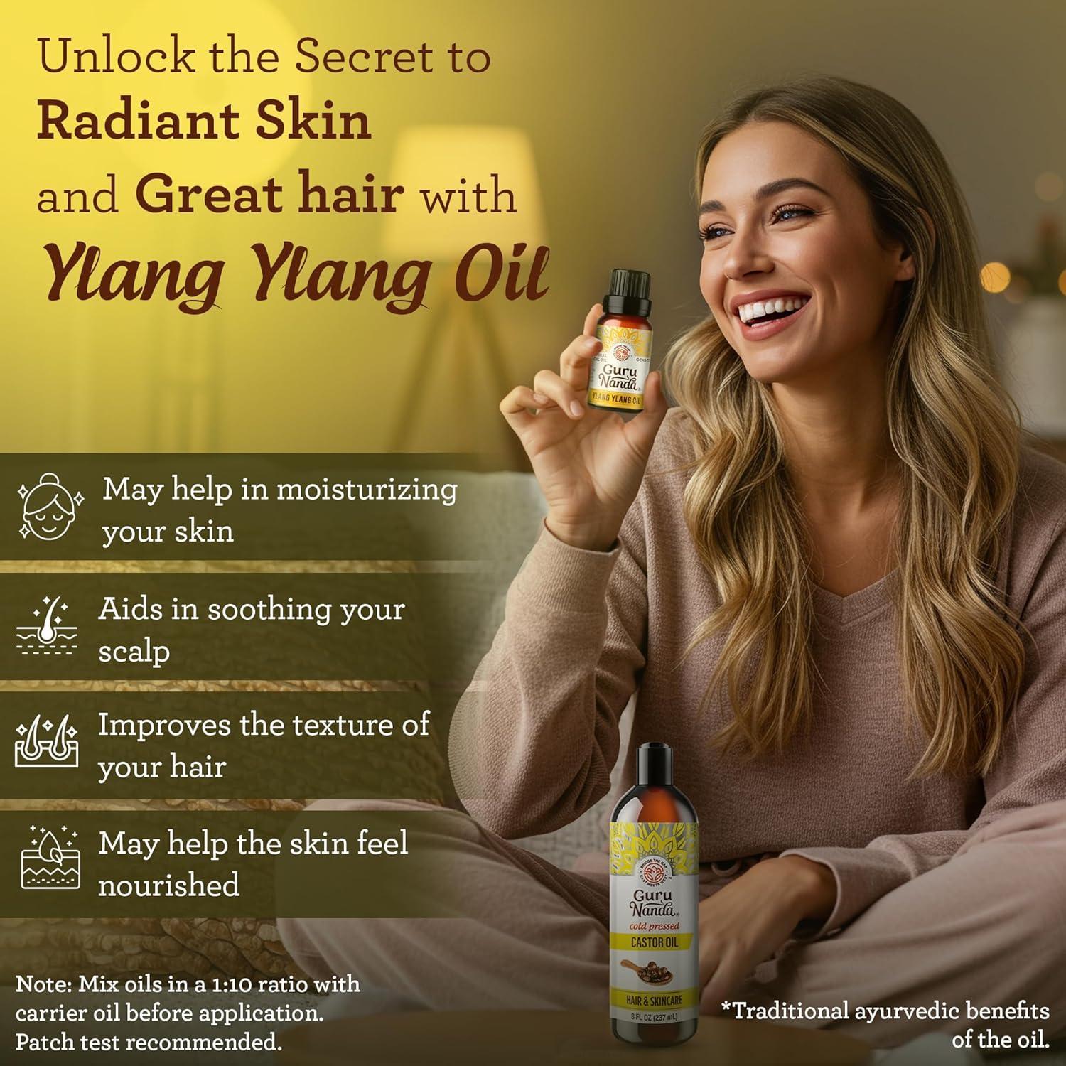 imageGuruNanda Frankincense Essential Oil 100 Pure Natural and Undiluted Diffuser Oil for Aromatherapy Massages ampamp DIY Recipies Promotes Comfort ampamp Supports Radiantlooking Skin 05 fl OzYlang Ylang