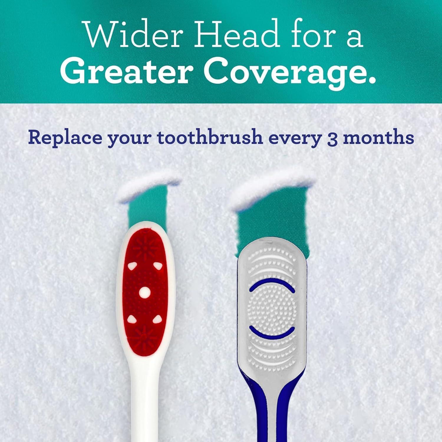 imageGuruNanda Gentle Giant Toothbrush with Dual Action Flossing Spiral Bristles NonSlip Ergo Dexa Grip Helps in Teeth Whitening BPA Free 4 CountRegular