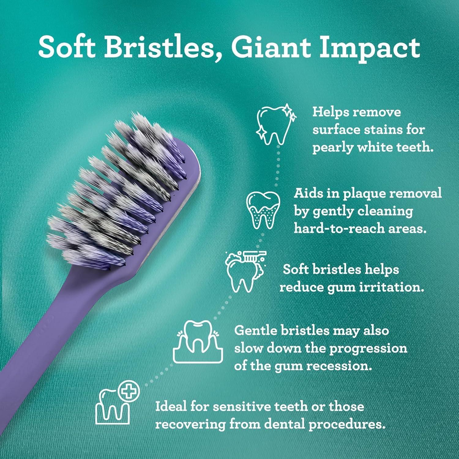 imageGuruNanda Gentle Giant Toothbrush with Dual Action Flossing Spiral Bristles NonSlip Ergo Dexa Grip Helps in Teeth Whitening BPA Free 4 CountRegular