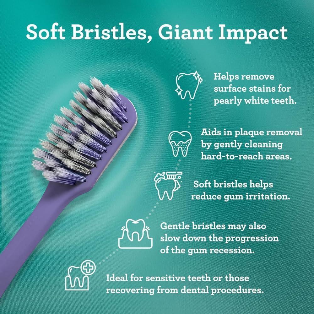 imageGuruNanda Gentle Giant Toothbrush with Dual Action Flossing Spiral Bristles NonSlip Ergo Dexa Grip Helps in Teeth Whitening BPA Free 4 CountWhitening