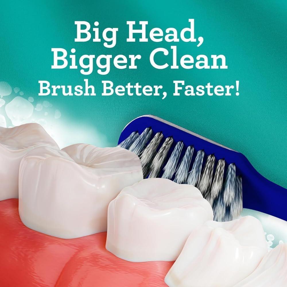 imageGuruNanda Gentle Giant Toothbrush with Dual Action Flossing Spiral Bristles NonSlip Ergo Dexa Grip Helps in Teeth Whitening BPA Free 4 CountWhitening