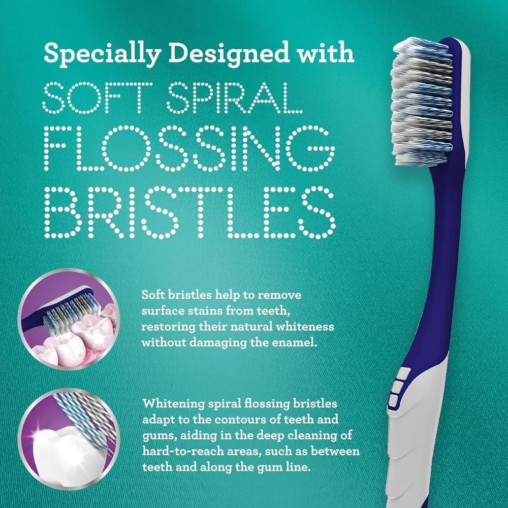 imageGuruNanda Gentle Giant Toothbrush with Dual Action Flossing Spiral Bristles NonSlip Ergo Dexa Grip Helps in Teeth Whitening BPA Free 4 CountWhitening
