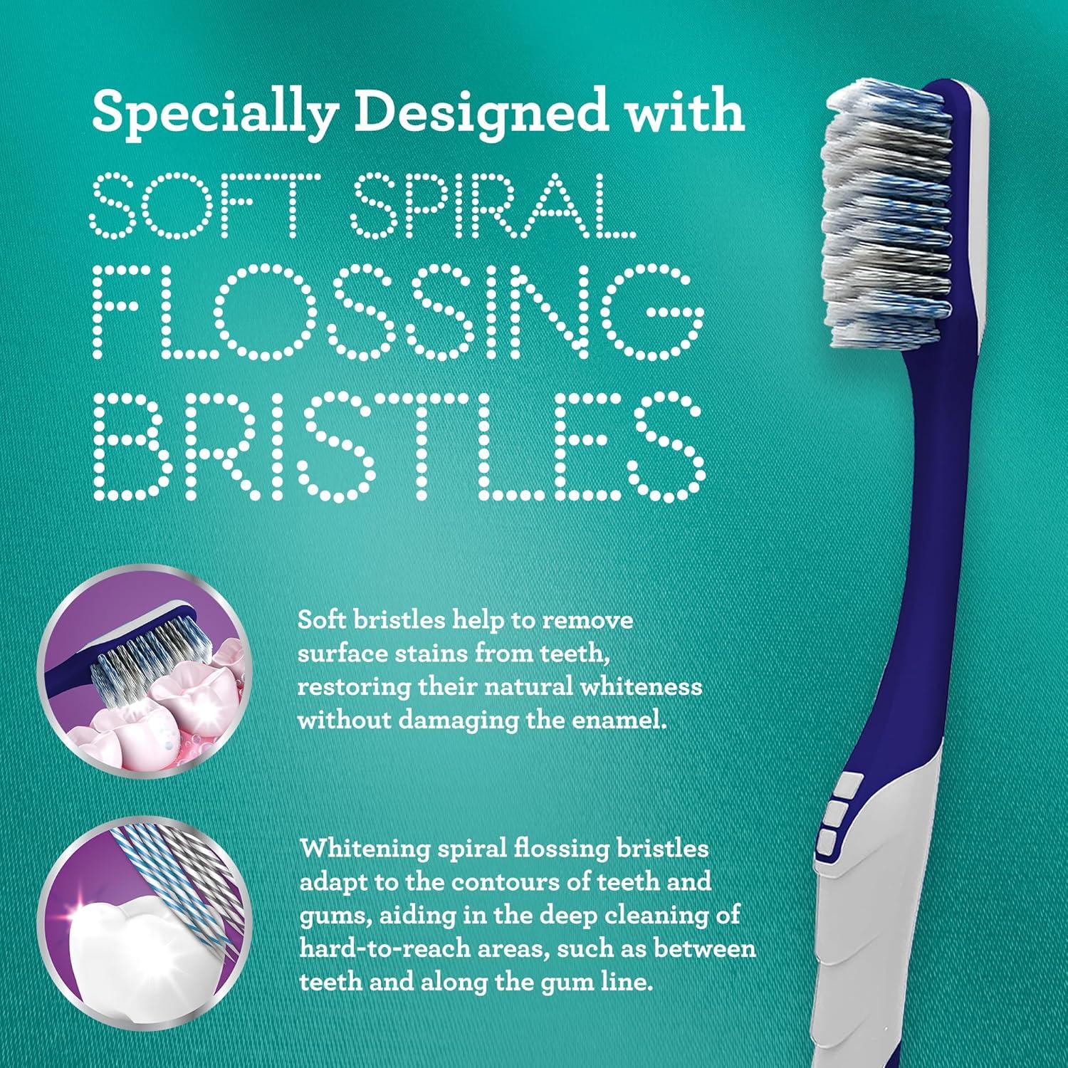 imageGuruNanda Gentle Giant Toothbrush with Dual Action Flossing Spiral Bristles NonSlip Ergo Dexa Grip Helps in Teeth Whitening BPA Free 4 CountWhitening