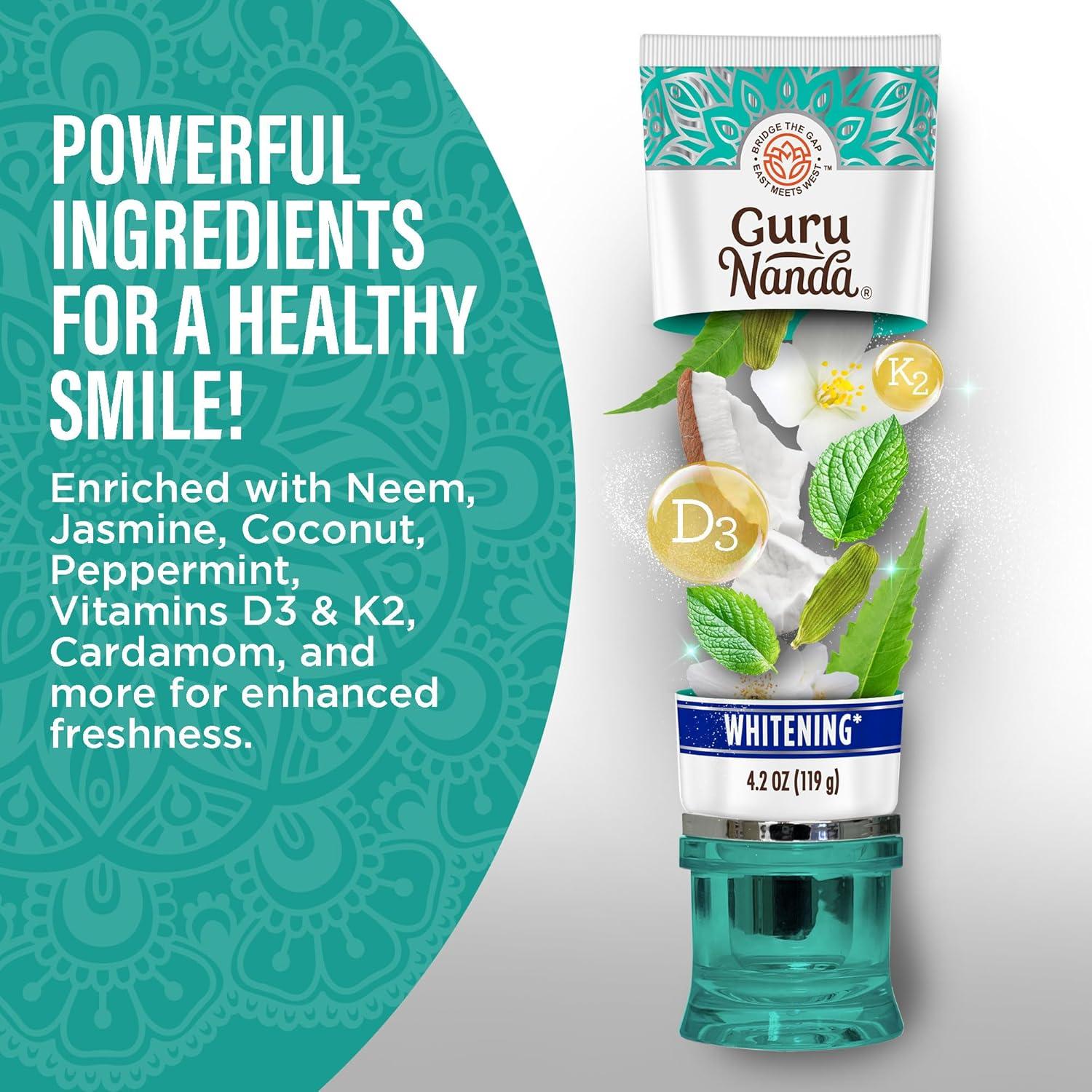imageGuruNanda Hydroxyapatite Toothpaste SLS ampamp Fluoride Free 4 Pack Whitening Toothpaste Freshens Breath Fights Plaque with 2 Toothbrushes 2 Tongue Scrapers ampamp 2 Tube Squeezers42 Ounce Pack of 1