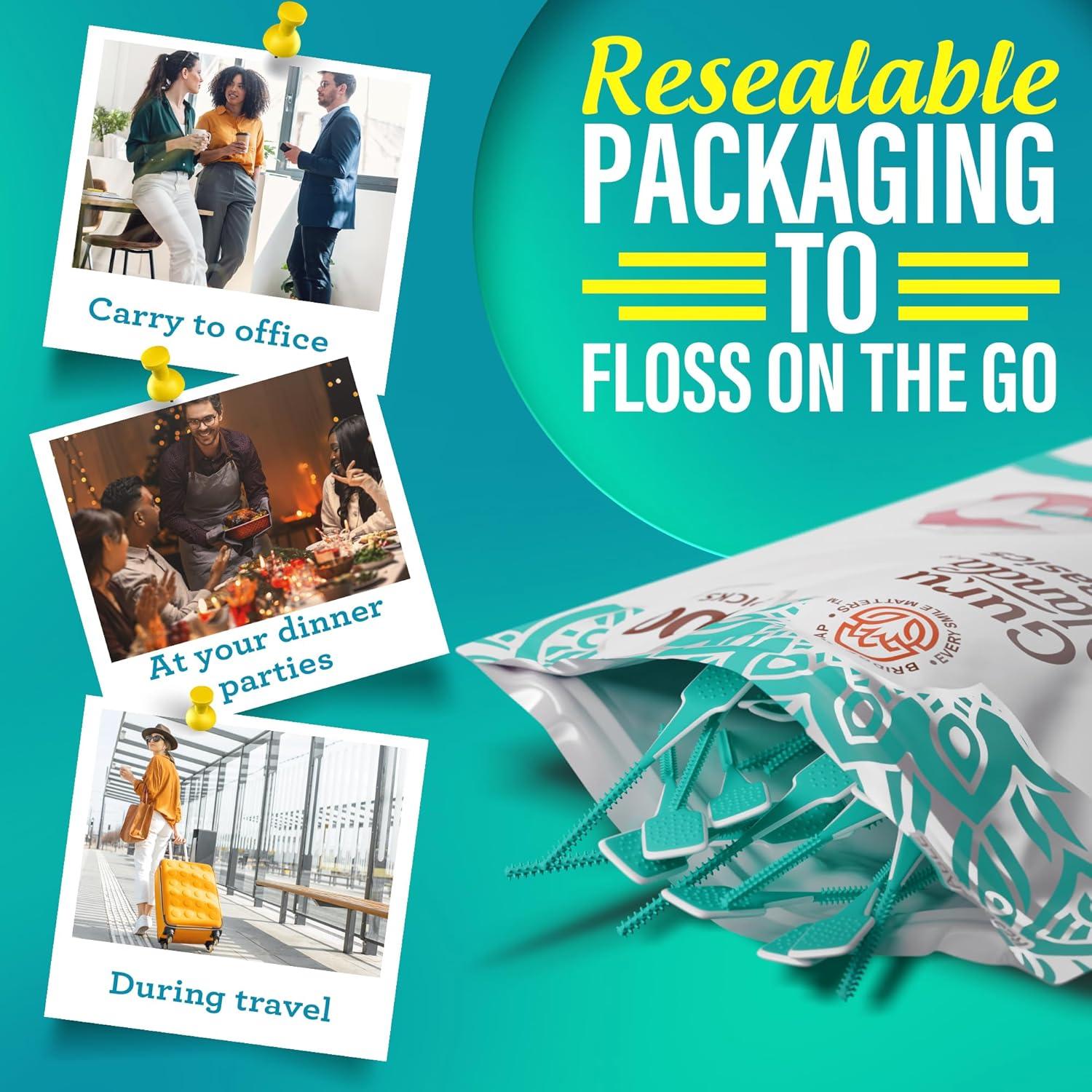 imageGuruNanda Interdental Picks Pack of 100 Super Soft ampamp Flexible Rubber Bristles Dental Floss Picks to Remove Food Debris Plaque ampamp Go Gentle on GumsToothbrush