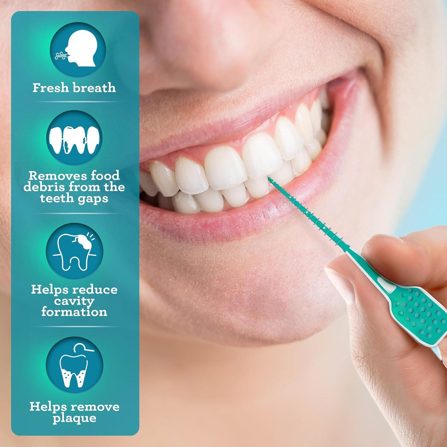 imageGuruNanda Interdental Picks Pack of 100 Super Soft ampamp Flexible Rubber Bristles Dental Floss Picks to Remove Food Debris Plaque ampamp Go Gentle on GumsToothbrush