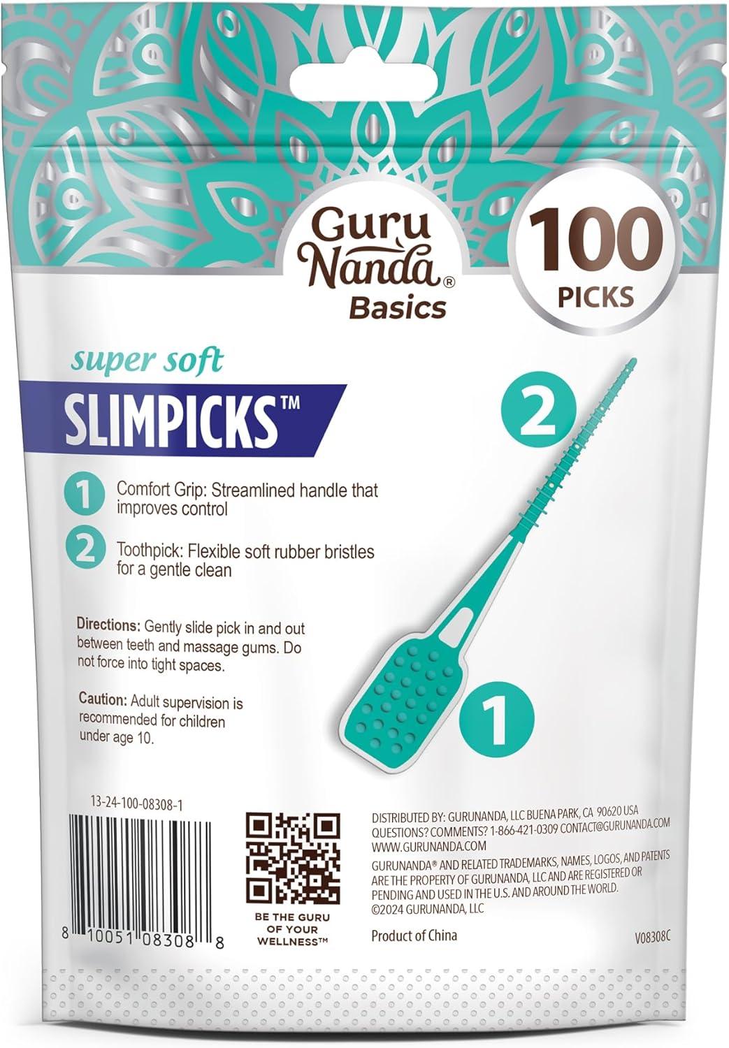imageGuruNanda Interdental Picks Pack of 100 Super Soft ampamp Flexible Rubber Bristles Dental Floss Picks to Remove Food Debris Plaque ampamp Go Gentle on GumsToothbrush