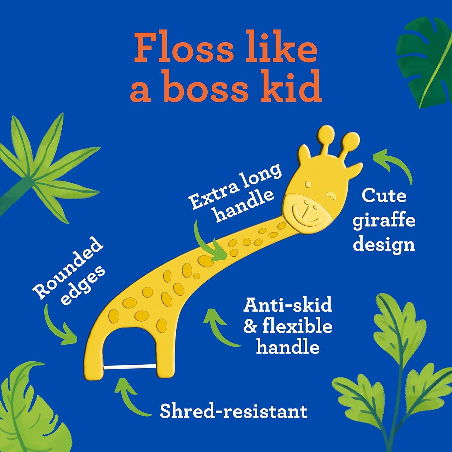 imageGuruNanda Kids Butter On Gums Cute Giraffe Toothbrush with Tongue Scraper ampamp Cover Super Soft Bristles for Gentle Cleaning Ergonomic Handle Age 190 Count Floss