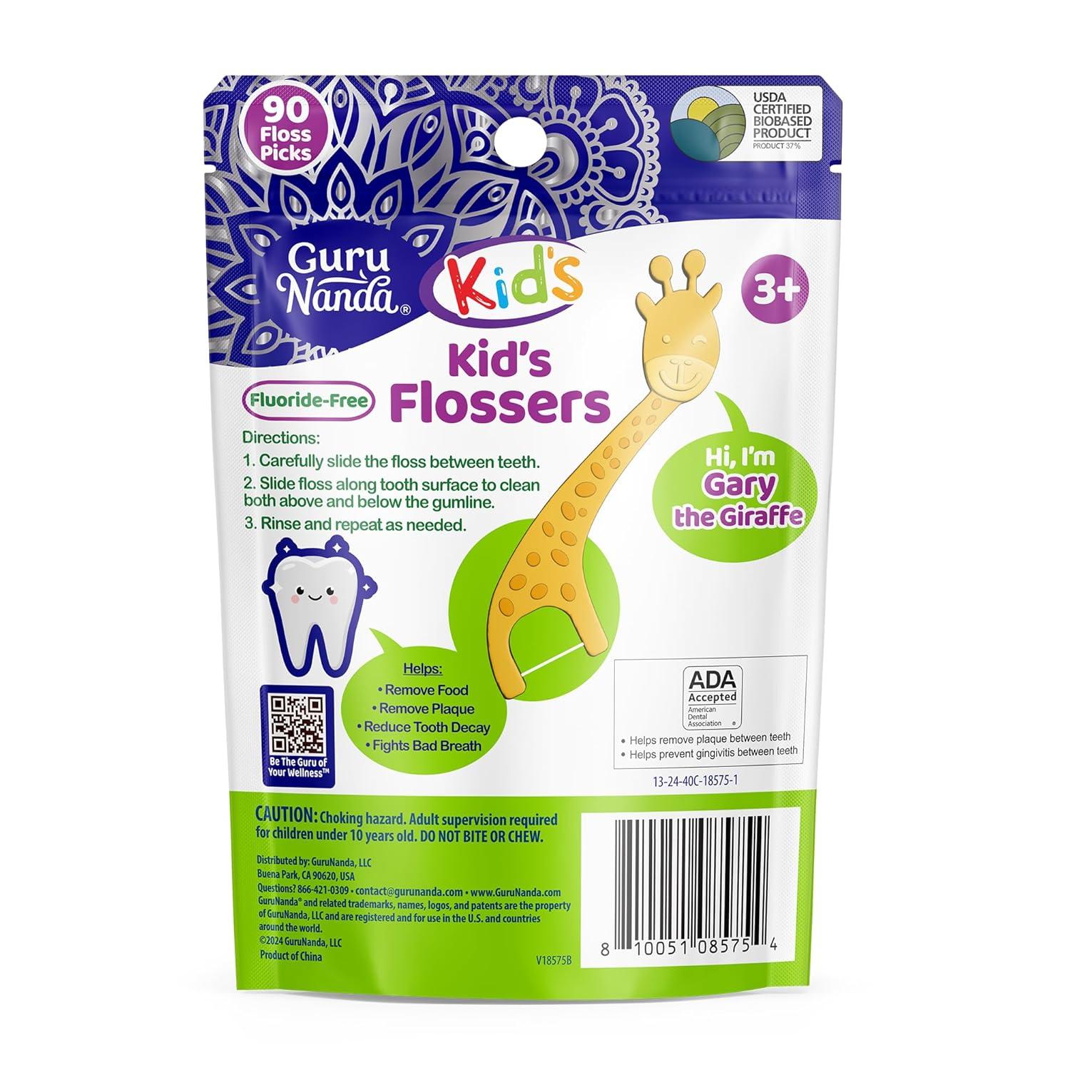 imageGuruNanda Kids Butter On Gums Cute Giraffe Toothbrush with Tongue Scraper ampamp Cover Super Soft Bristles for Gentle Cleaning Ergonomic Handle Age 190 Count Floss