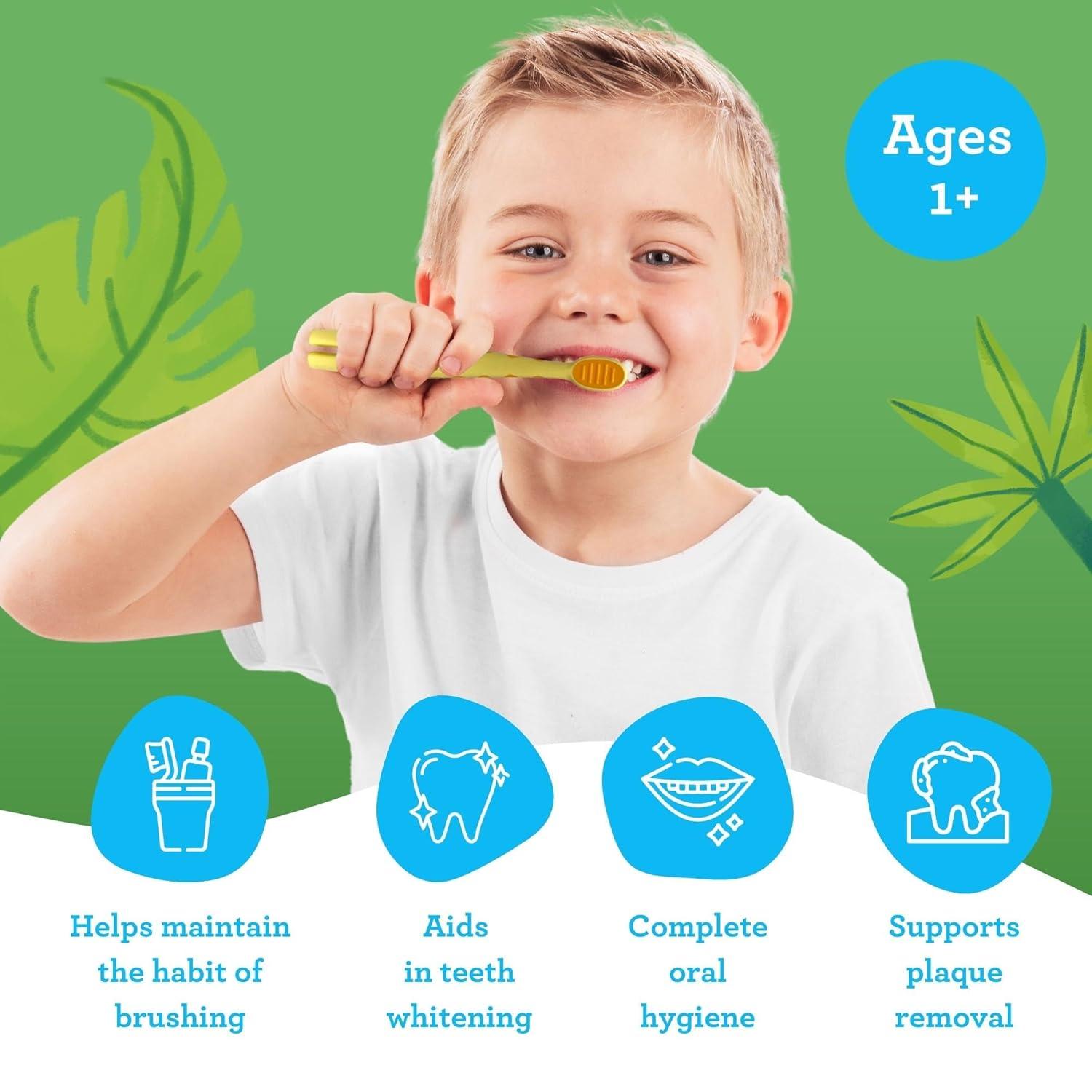 imageGuruNanda Kids Butter On Gums Cute Giraffe Toothbrush with Tongue Scraper ampamp Cover Super Soft Bristles for Gentle Cleaning Ergonomic Handle Age 1Giraffe Toothbrush