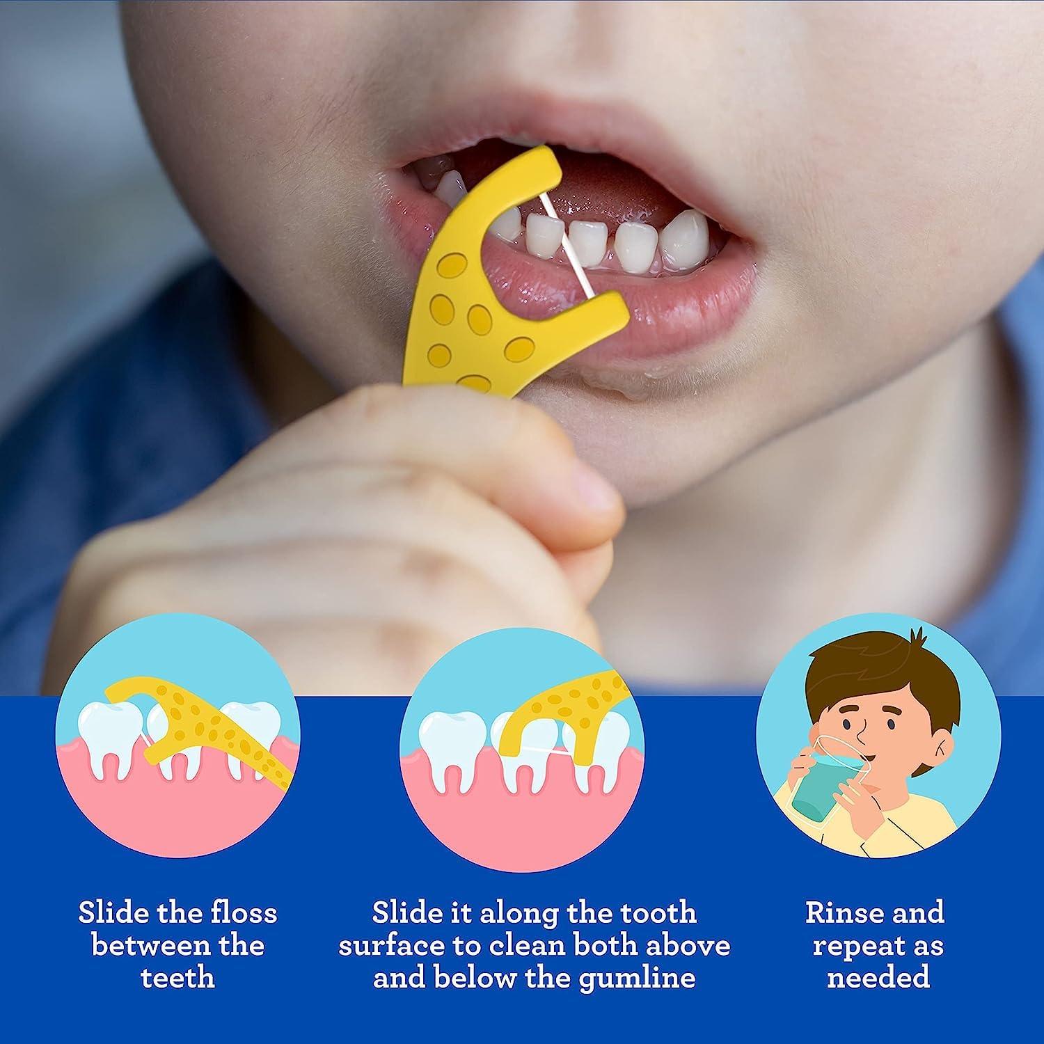 imageGuruNanda Kids Butter On Gums Cute Giraffe Toothbrush with Tongue Scraper ampamp Cover Super Soft Bristles for Gentle Cleaning Ergonomic Handle Age 140 Count Floss
