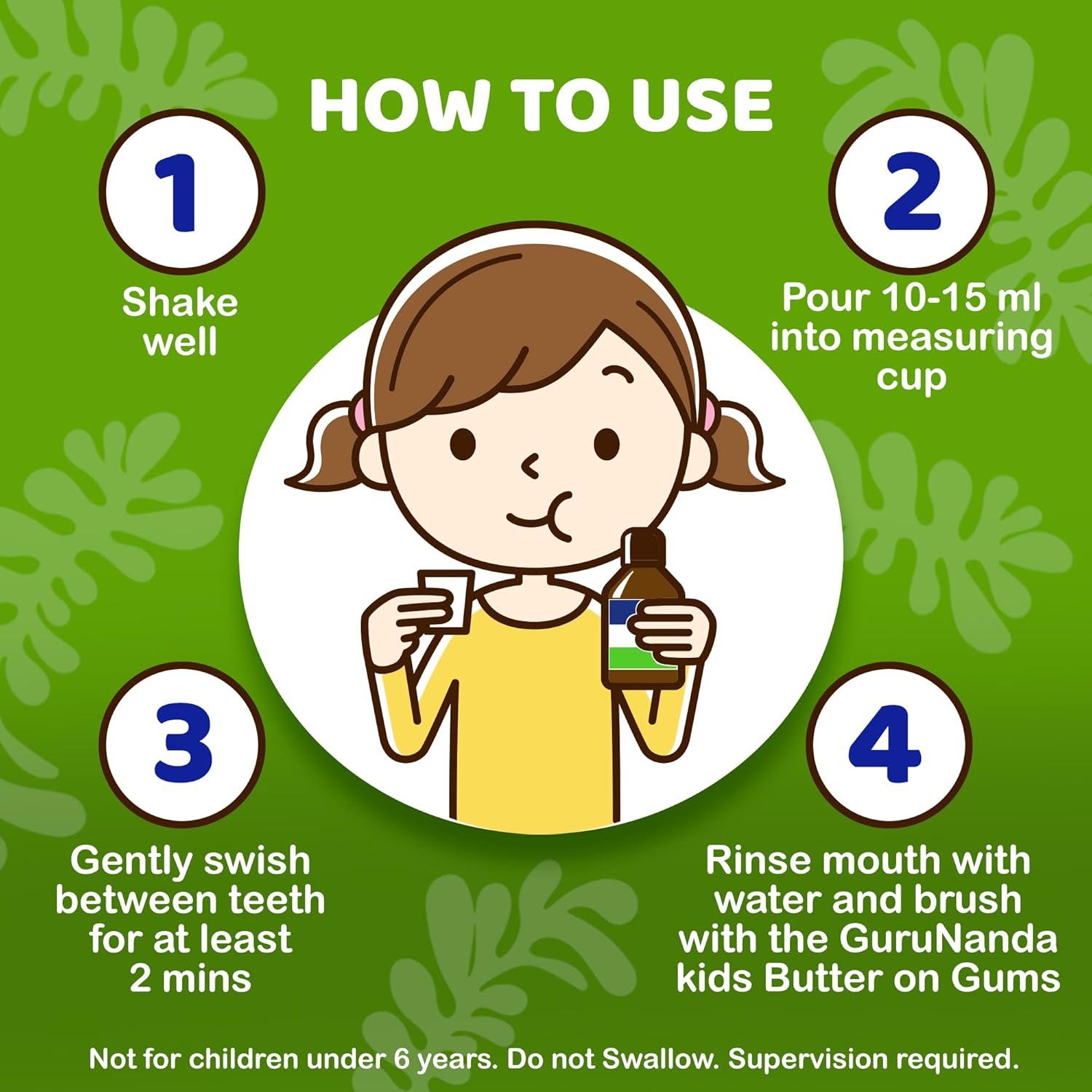 imageGuruNanda Kids Oil Pulling AlcoholFree Mouthwash Essential Oils ampamp Vitamins for Fresh Breath ampamp Happy Gums for Ages 6 ampamp up Natural Bubble Berry 8 Oz