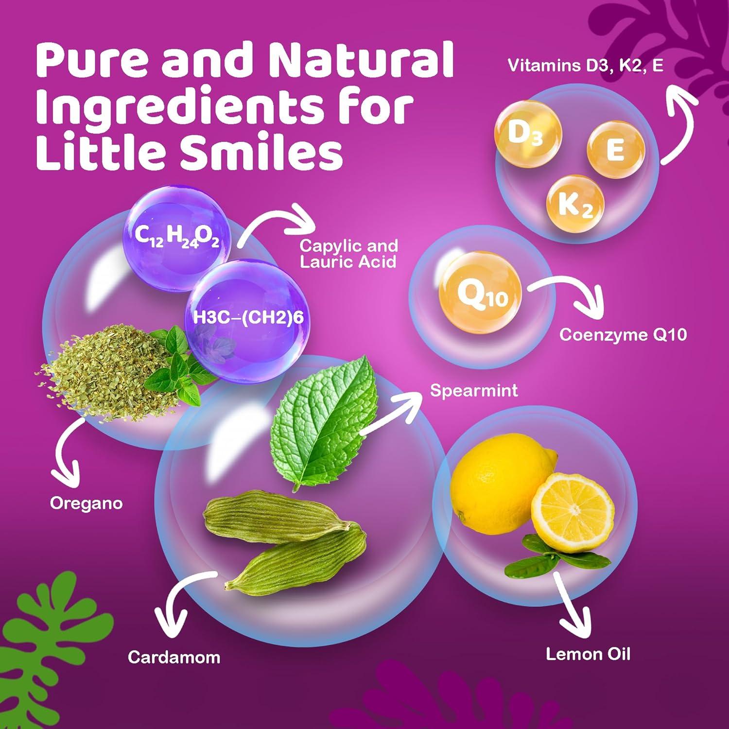imageGuruNanda Kids Oil Pulling AlcoholFree Mouthwash Essential Oils ampamp Vitamins for Fresh Breath ampamp Happy Gums for Ages 6 ampamp up Natural Bubble Berry 8 Oz