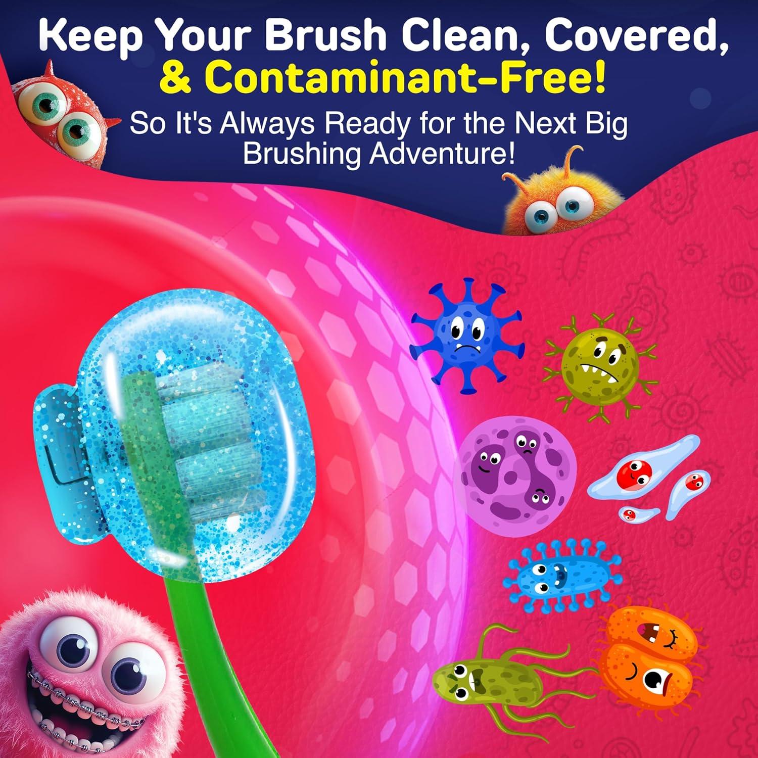 imageGuruNanda Kids Toothbrush Protector Ventilated Brush Pod ClipOn Cover to Fit Most Kids Toothbrushes Natural Essential Oil Vapor Wick Colors May Vary 1 Count
