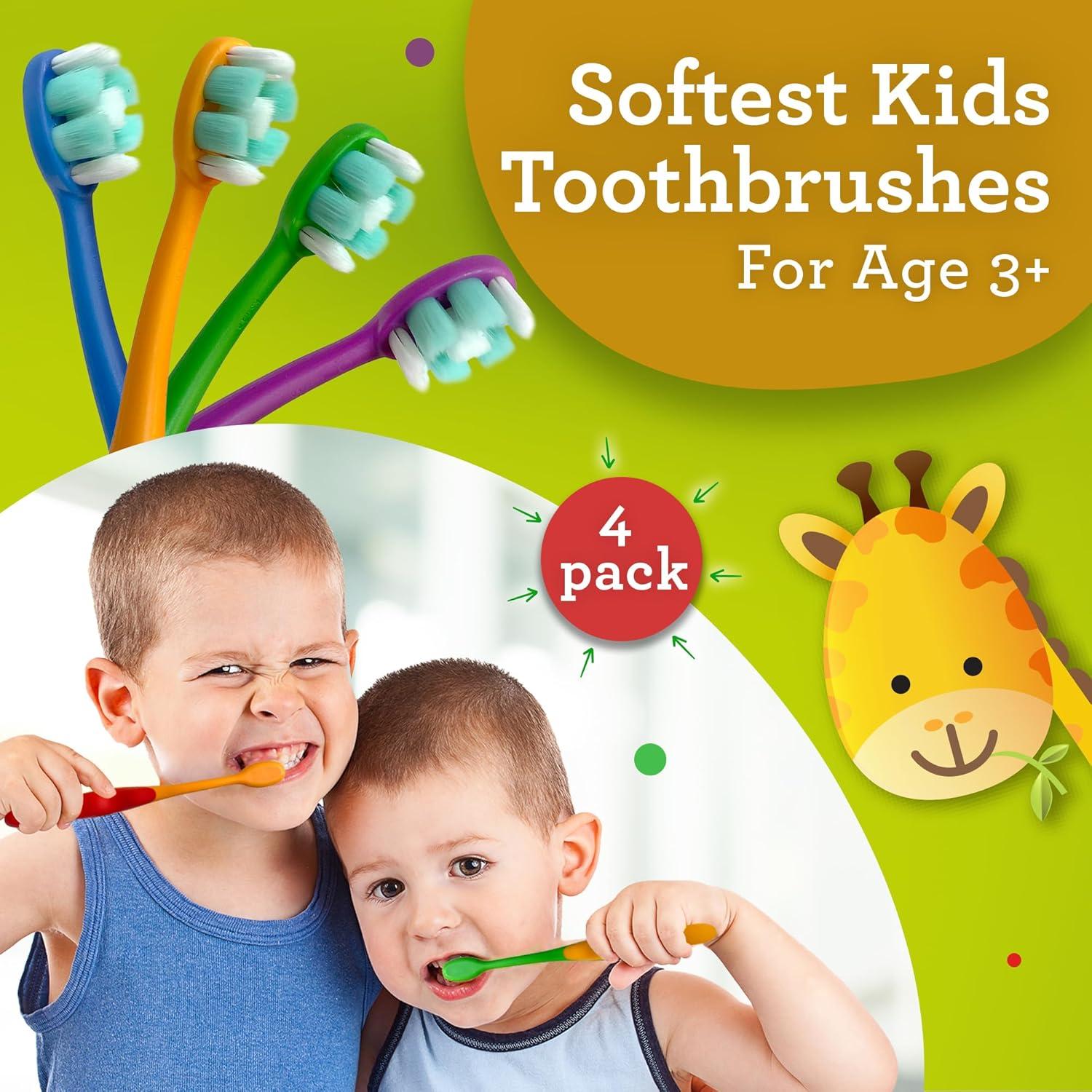 imageGuruNanda Kids Toothbrush with Suction Cup ampamp Fun Animal Designs Soft Bristles for Healthy Gums NonSlippery ampamp MessFree Toothbrush 3 Age 4 CountButter on Gums Toothbrush