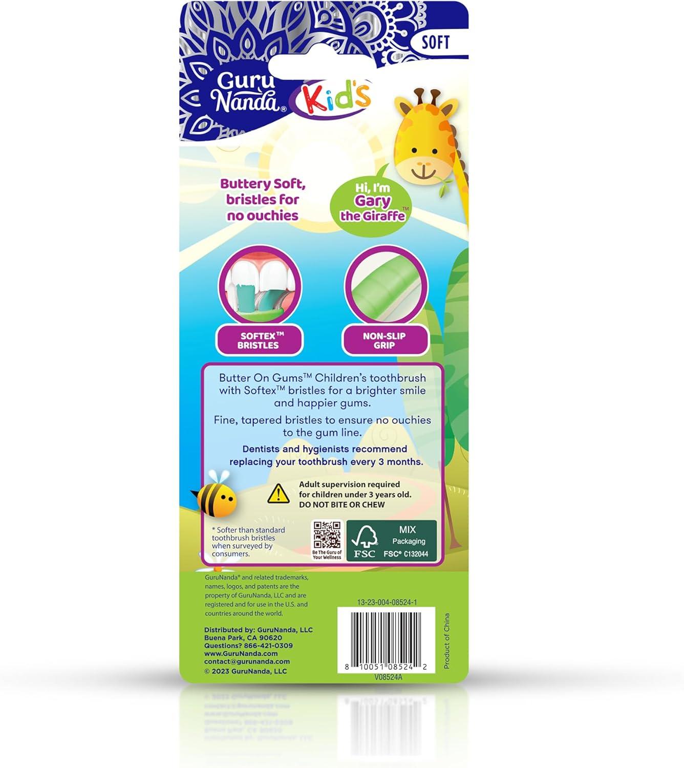 imageGuruNanda Kids Toothbrush with Suction Cup ampamp Fun Animal Designs Soft Bristles for Healthy Gums NonSlippery ampamp MessFree Toothbrush 3 Age 4 CountButter on Gums Toothbrush