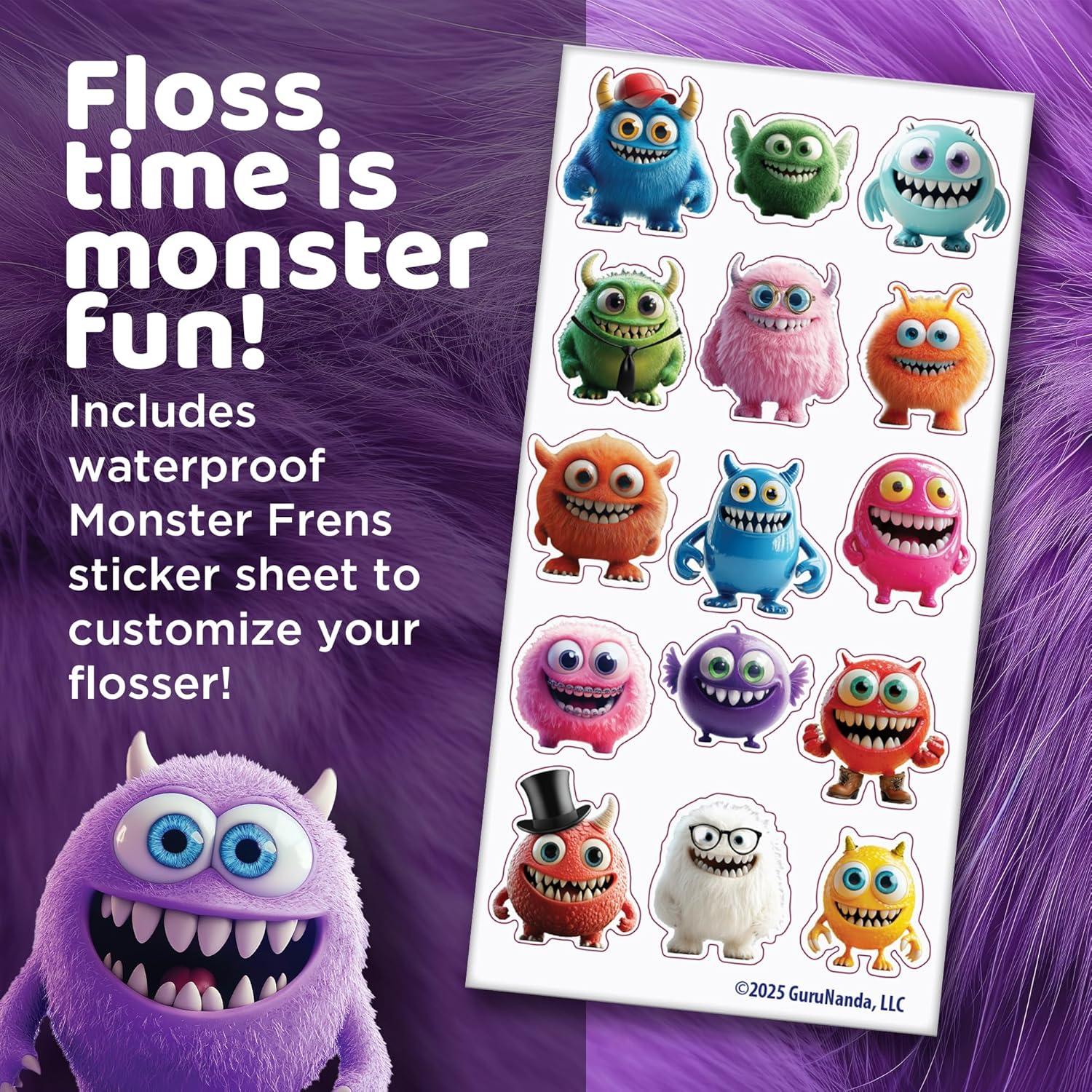 imageGuruNanda Kids Water Dental Flosser 4 Flossing Modes 4 Nozzles 2Min Smart Timer Ages 6 Monster Frens Theme Portable Oral Care for Kids