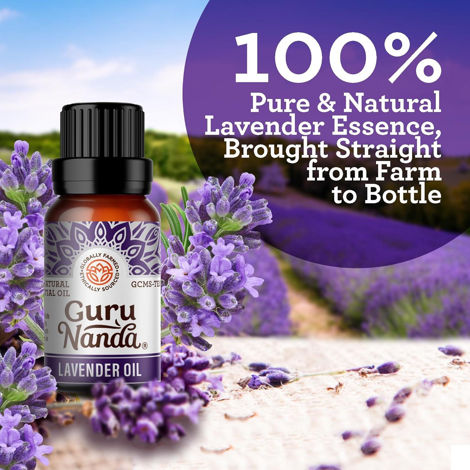 imageGuruNanda Lavender Essential Oil 100 Pure Natural ampamp Undiluted Aromatherapy Oil for Diffusers Massage ampamp DIY Recipes Aids Relaxation and Feeling of Calmness 05 FL OzLavender