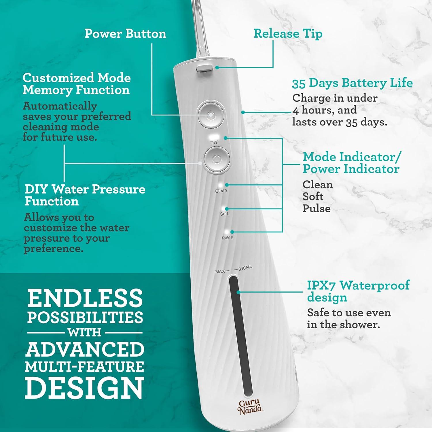 imageGuruNanda Lion ampamp Lamb Kit 20 Electric Toothbrush with Water Flosser Combo 4 Jet Tips 4 Brush Heads ampamp IPX7 Waterproof Design for Complete Oral Care LavenderWhite