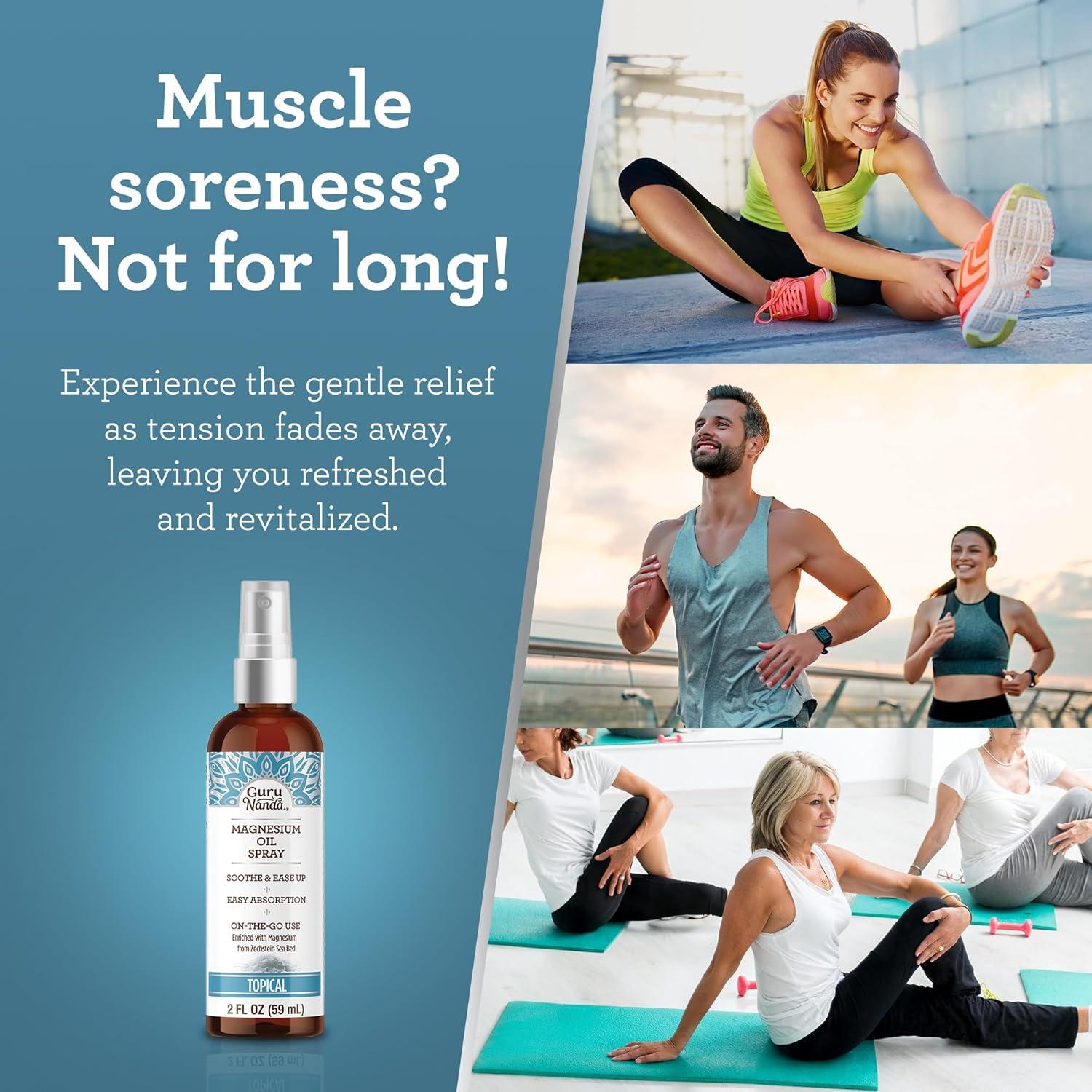 imageGuruNanda Magnesium Oil Spray 2 Fl Oz Topical Magnesium Spray with Natural Essential Oils ampamp Aloe Vera Helps with Muscle Soreness ampamp Relaxation CrueltyFree