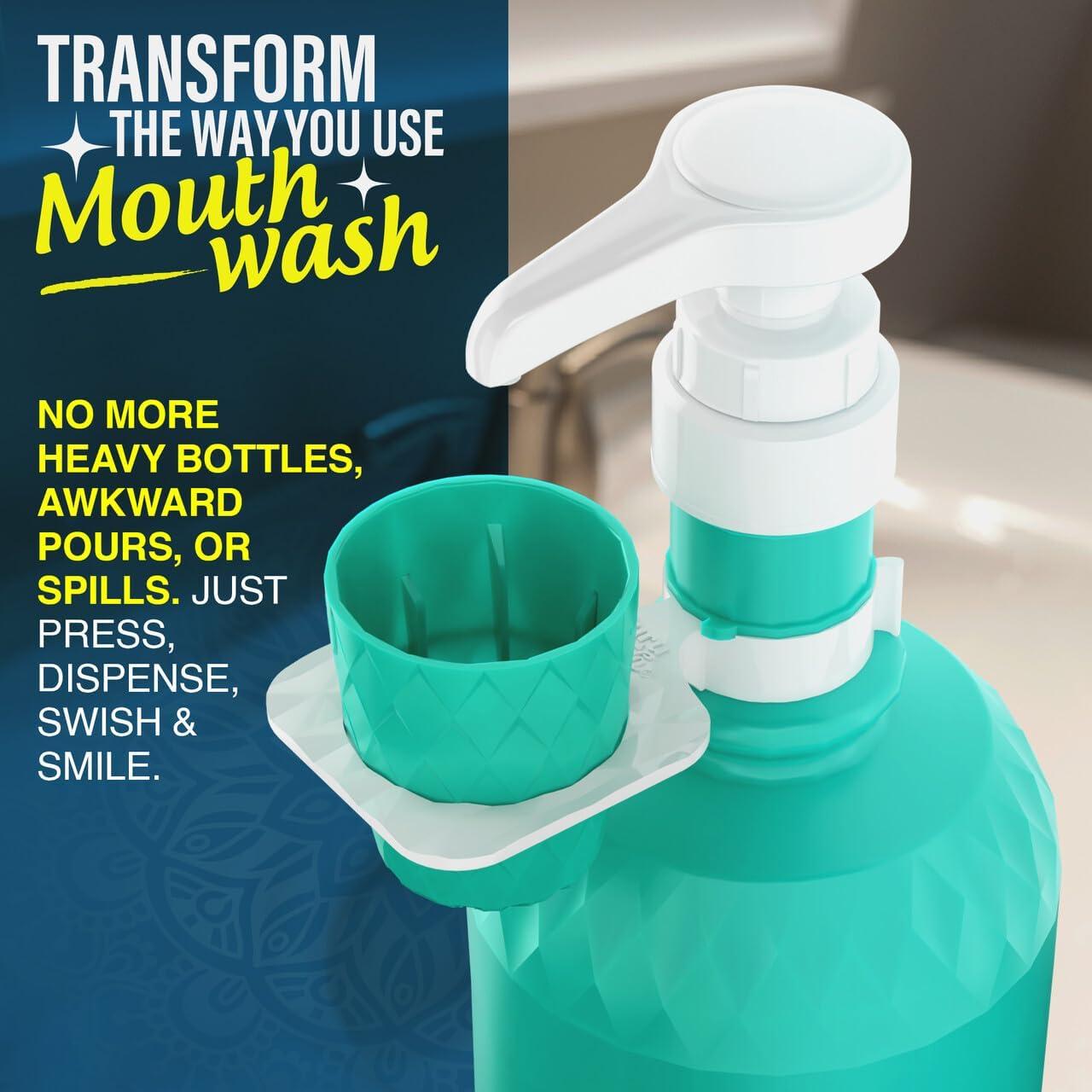 imageGuruNanda Mouthwash Dispenser Pump Made for GuruNanda 33 oz and 16 Oz Mouthwashes Spillproof ampamp Leakproof Locking Mechanism FoodGrade Material BPA ampamp PFASFree