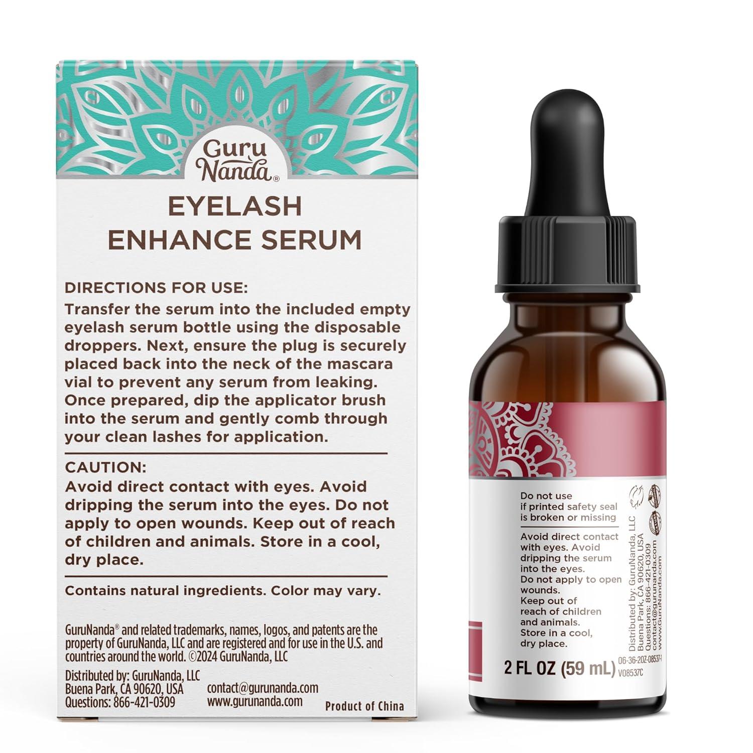 imageGuruNanda Natural Castor Oil Eyelash Enhance Serum with Rosemary Oil Brush Applicator ampamp 5 Pipettes Helps Natural Hair Growth for Eyebrows ampamp Beards 2 Fl Oz