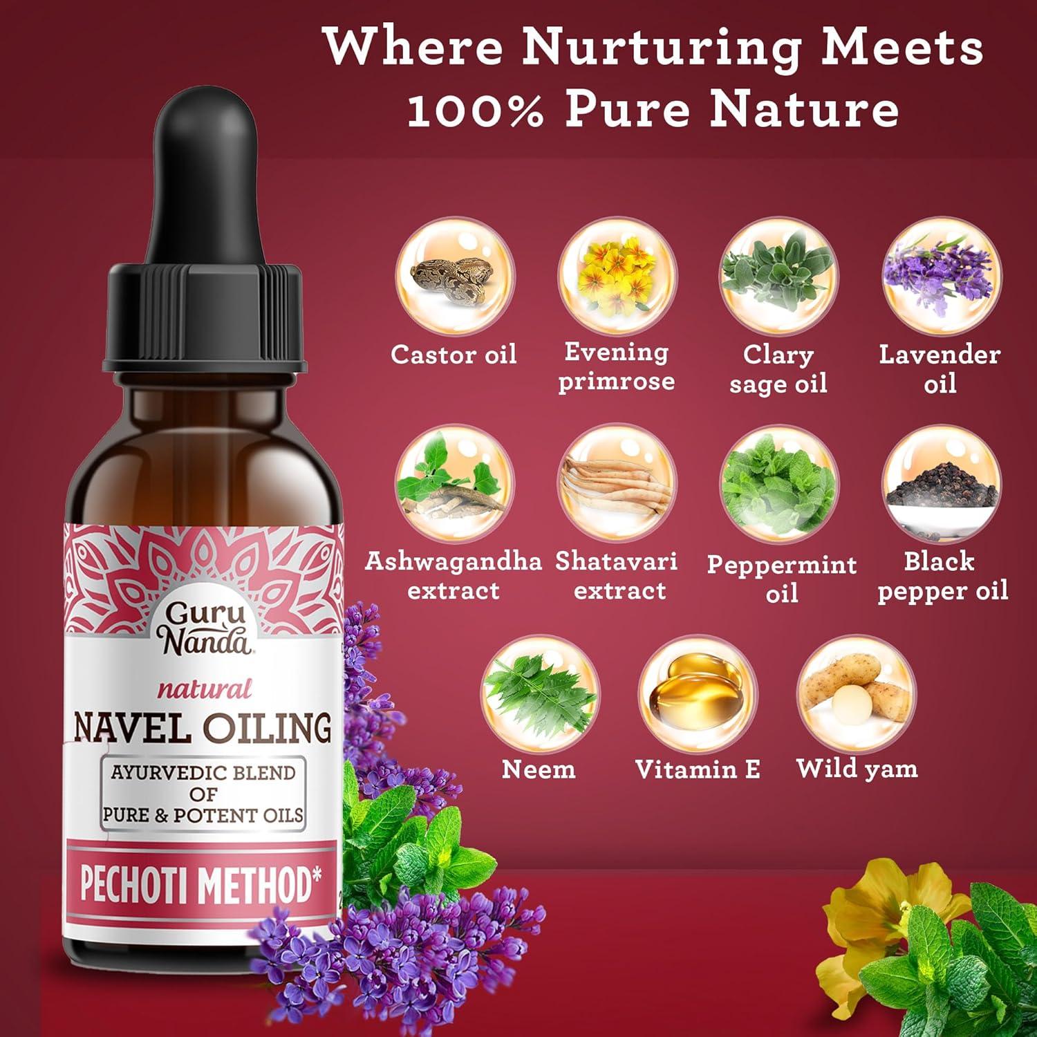 imageGuruNanda Navel Oiling Ayurvedic Belly Button Oil with Castor Neem ampamp Vitamin E Supports Digestion Detox Hydration ampamp Stress Relief 100 Natural ampamp Pure 2 fl oz