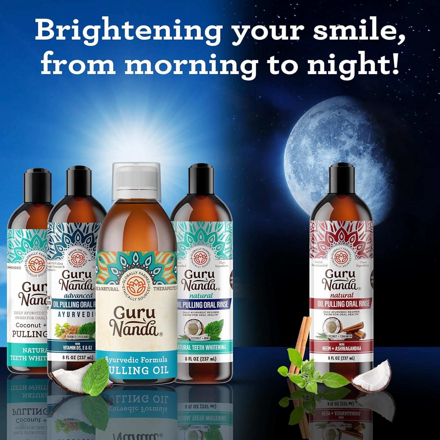 imageGuruNanda Original Advanced and Coconut ampamp Peppermint Oil Pulling Alcohol ampamp Fluoride Free Mouthwash 100 Natural Ayurvedic Blend for Healthy Teeth ampamp Gums Teeth Whitening ampamp Fresh Breath