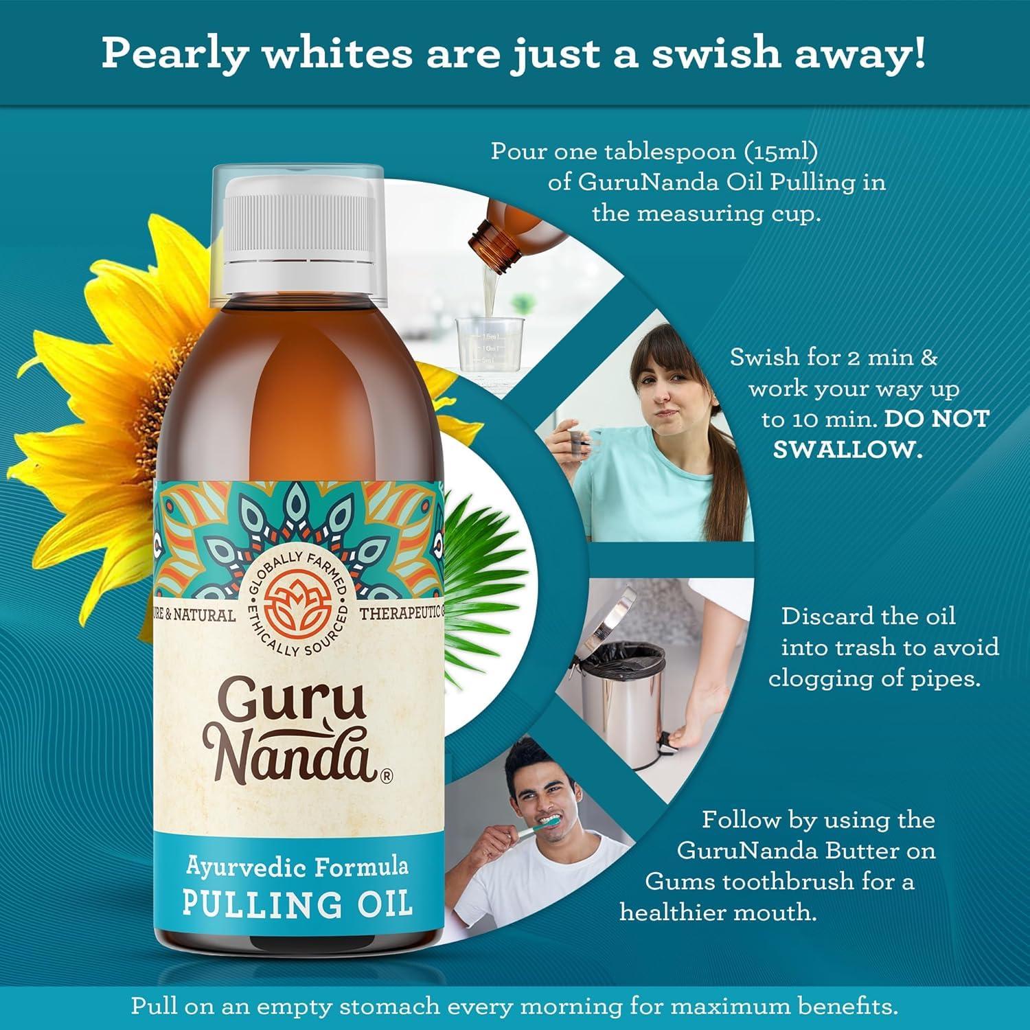 imageGuruNanda Original Advanced and Coconut ampamp Peppermint Oil Pulling Alcohol ampamp Fluoride Free Mouthwash 100 Natural Ayurvedic Blend for Healthy Teeth ampamp Gums Teeth Whitening ampamp Fresh Breath
