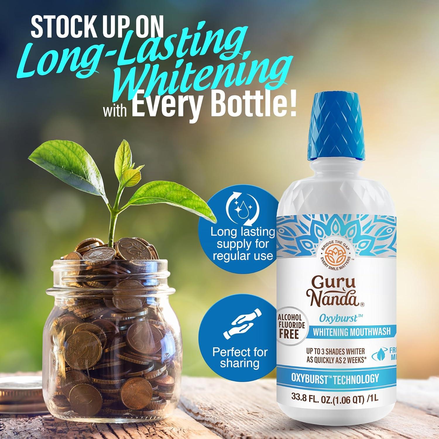 imageGuruNanda Oxyburst Teeth Whitening Mouthwash Alcohol ampamp Fluoride Free with Hydrogen Peroxide ampamp 7 Essential Oils for OnTheGo Freshness TSA Friendly Wild Mint 3 fl oz338 Fl Oz Pack of 1