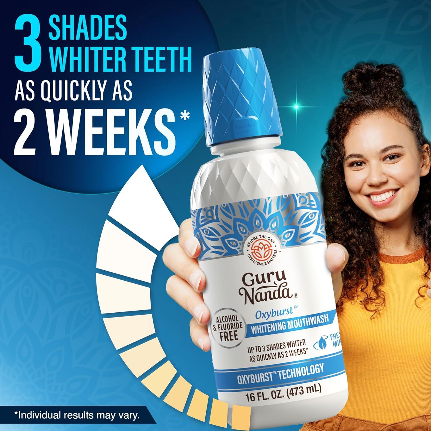 imageGuruNanda Oxyburst Teeth Whitening Mouthwash Alcohol ampamp Fluoride Free with Hydrogen Peroxide ampamp 7 Essential Oils for OnTheGo Freshness TSA Friendly Wild Mint 3 fl oz16 Fl Oz Pack of 1
