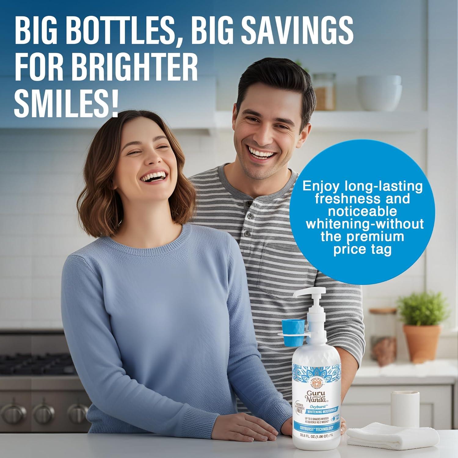 imageGuruNanda Oxyburst Teeth Whitening Mouthwash Alcohol ampamp Fluoride Free with Hydrogen Peroxide ampamp 7 Essential Oils for OnTheGo Freshness TSA Friendly Wild Mint 3 fl oz338 Fl Oz Pack of 1