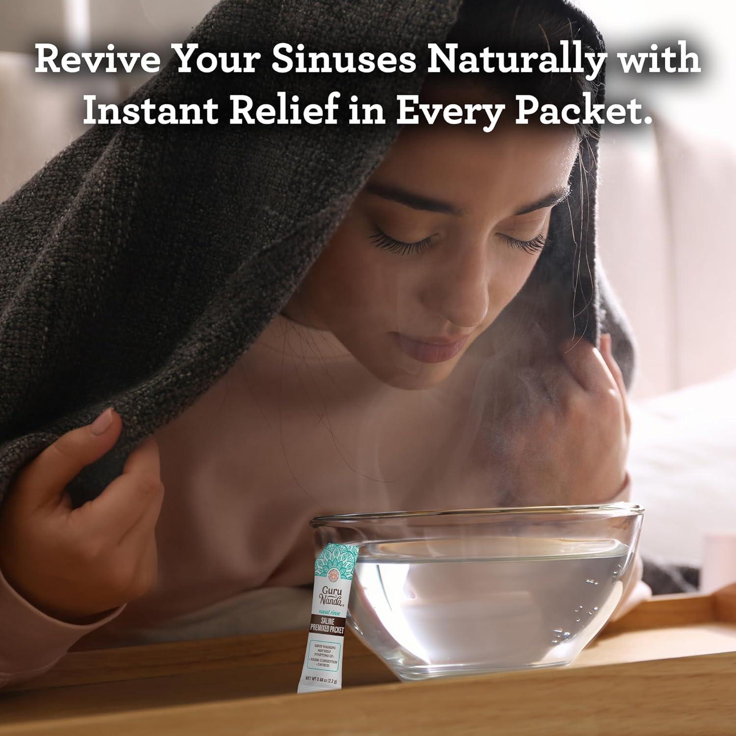 imageGuruNanda PreMixed Saline Packets for Nasal Rinse 8 Count All Natural Sinus Rinse Packets to Help with Allergies ampamp Congestion Relief 008oz EachSaline Packets 8 count