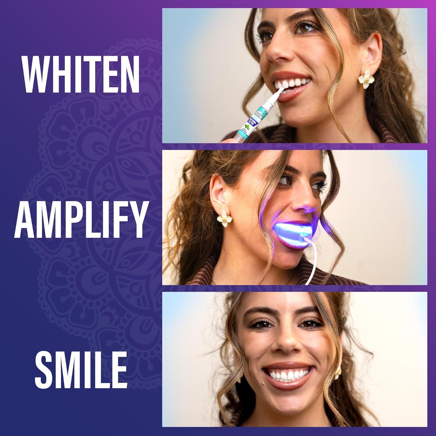 imageGuruNanda Premium Teeth Whitening Kit with Wired LED Light ampamp Whitening Pen Works with iPhone ampamp Android Helps Remove Surface Stains from Coffee Food Soda