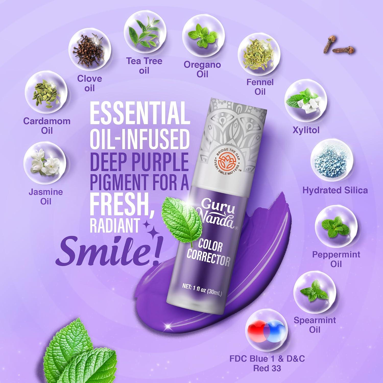 imageGuruNanda Purple Color Corrector Serum FluorideFree ampamp Gentle Instant Teeth Whitening with Essential Oils Up to 50 Uses 2 Pack