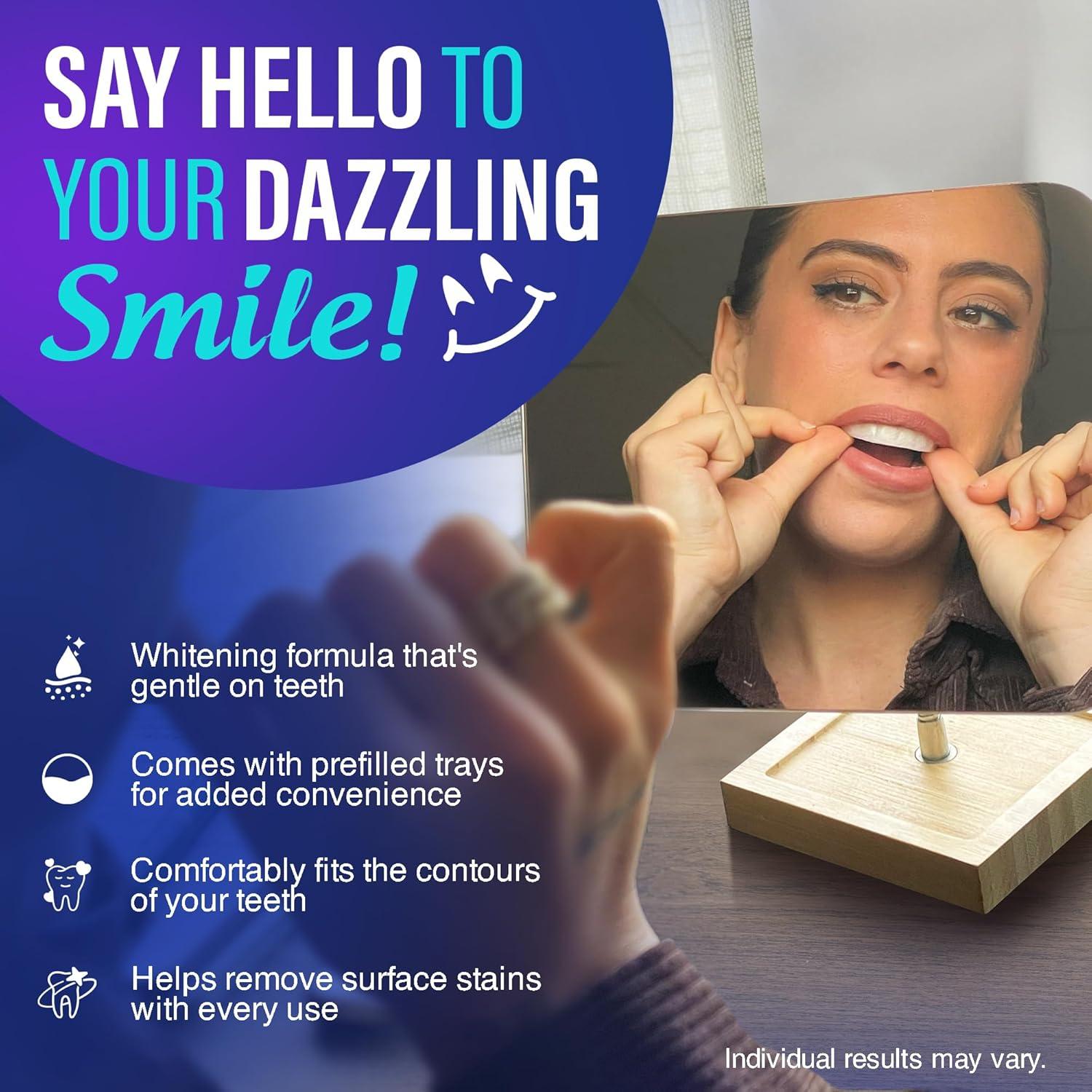imageGuruNanda ReadytoUse Prefilled Whitening Trays 7 Treatments with 8 Hydrogen Peroxide to Remove Surface Stains Fast ampamp Easy Teeth Whitening for Sensitive Smiles