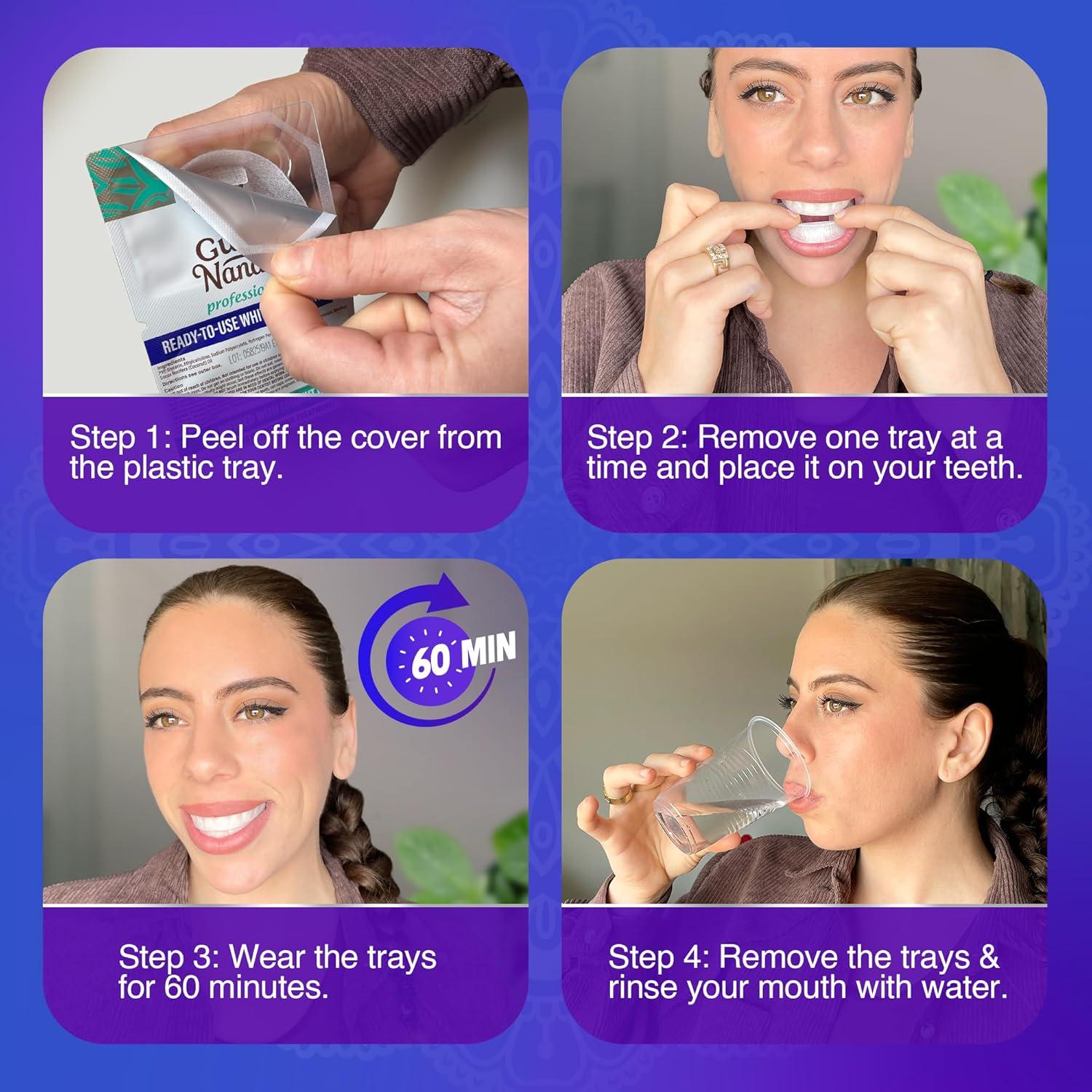 imageGuruNanda ReadytoUse Prefilled Whitening Trays 7 Treatments with 8 Hydrogen Peroxide to Remove Surface Stains Fast ampamp Easy Teeth Whitening for Sensitive Smiles