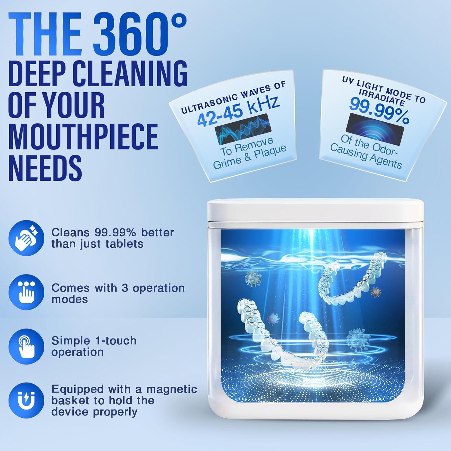 imageGuruNanda Retainer Cleaner Set Ultrasonic ampamp UV Cleaning Pod ampamp Aligner Cleaning Foam Deep Clean ampamp Odor Neutralization for Retainers Aligners Dentures ampamp Mouthguards