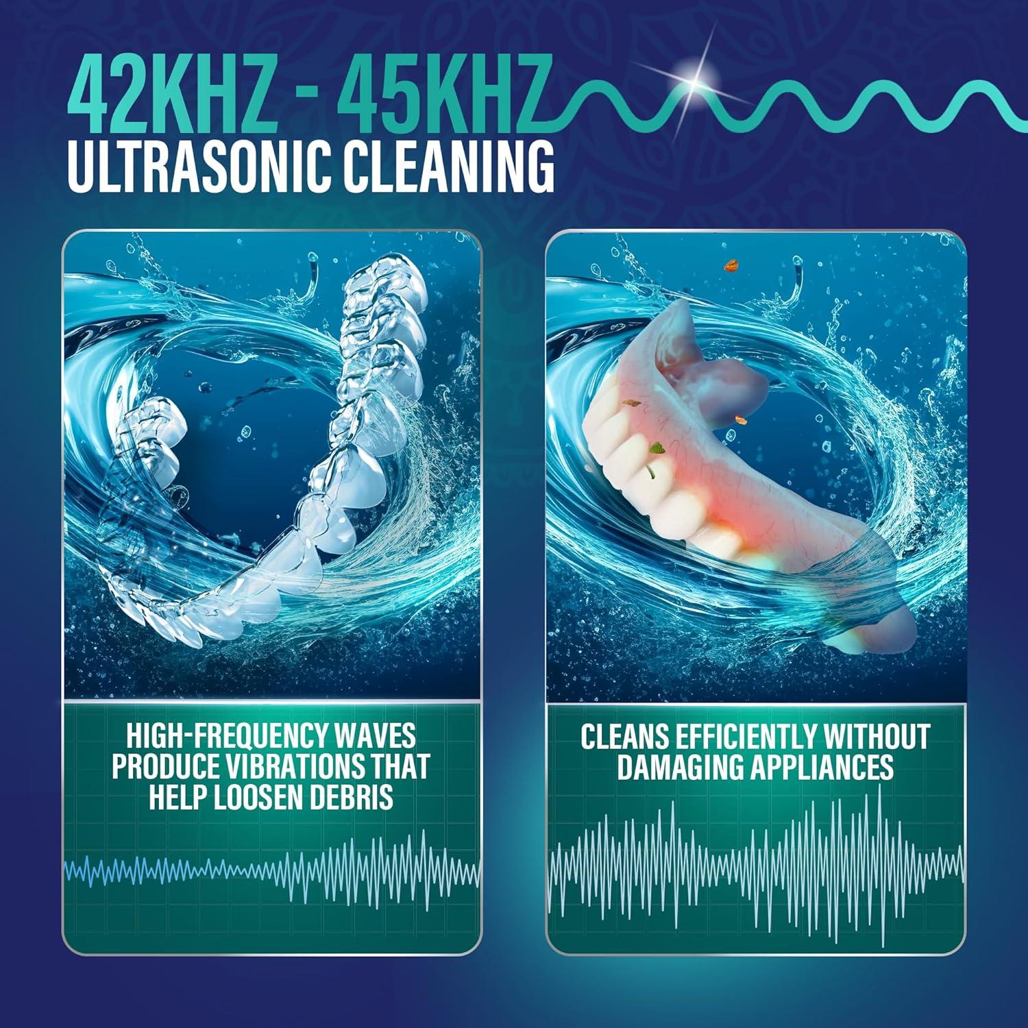 imageGuruNanda Retainer ampamp Aligner Cleaning Pod for Retainers Dentures Mouthguards Aligners ampamp Jewelry 3 Modes 45kHz Ultrasonic Retainer Cleaner 190 ml capacity