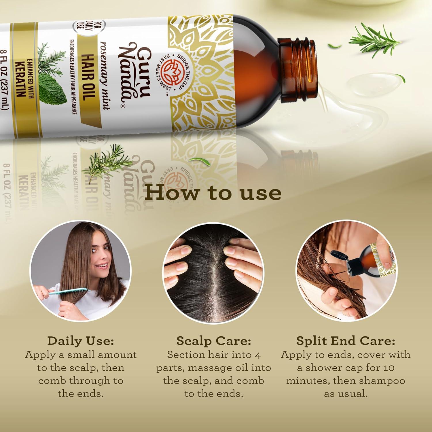 imageGuruNanda Rosemary Mint for Hair Growth with Keratin ampamp Vitamin E Oil Encourages Scalp Shine ampamp Hair Strengthening 100 Natural CrueltyFree 2oz8 Fl Oz Pack of 1