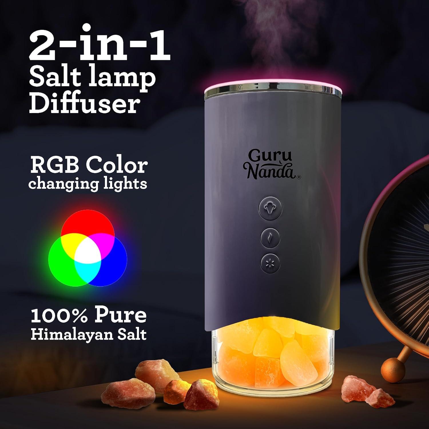imageGuruNanda Saltair Lamp Essential Oil Diffuser ampamp Humidifier Aromatherapy Mist with Changing Light Himalayan Salt White 100mL