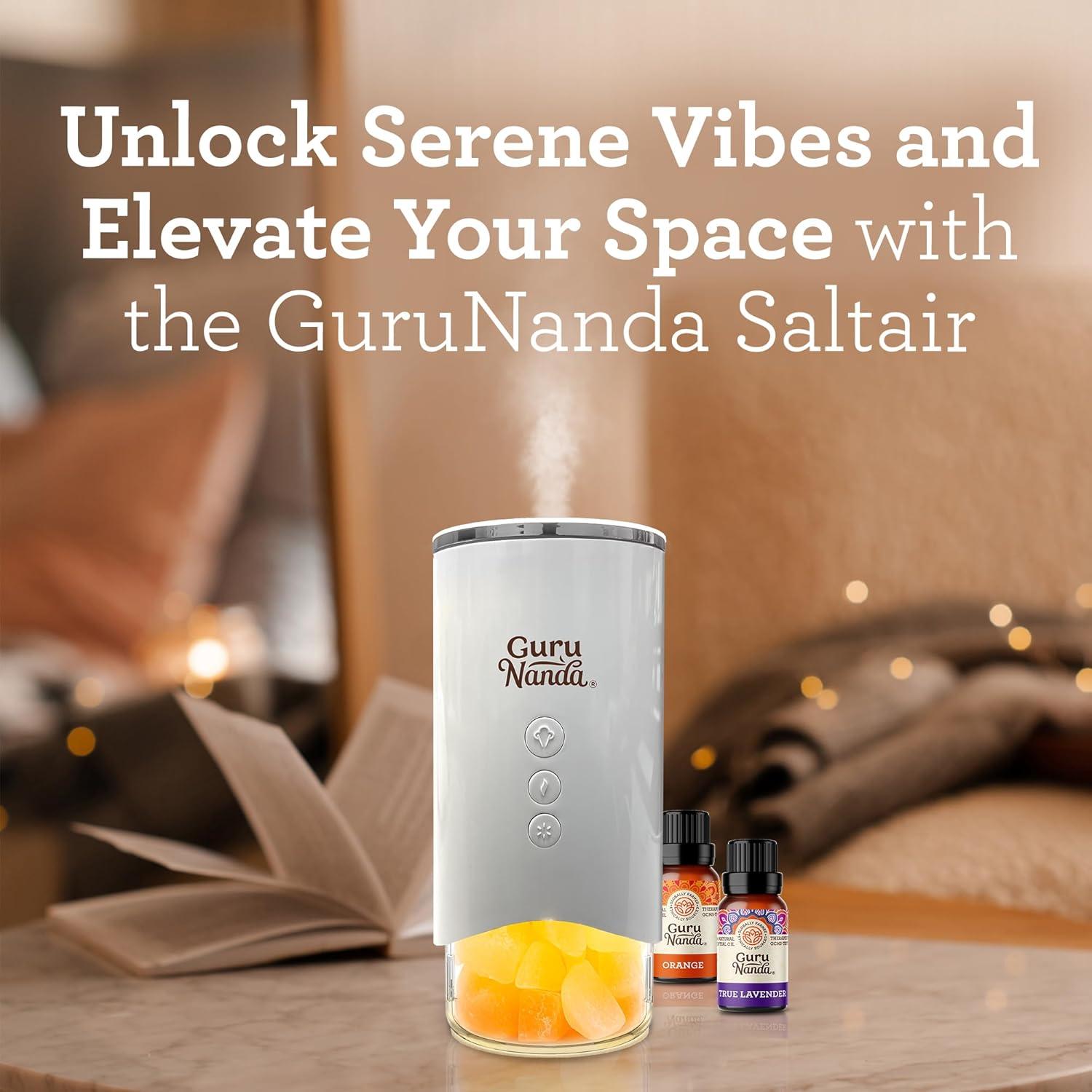 imageGuruNanda Saltair Lamp Essential Oil Diffuser ampamp Humidifier Aromatherapy Mist with Changing Light Himalayan Salt White 100mL