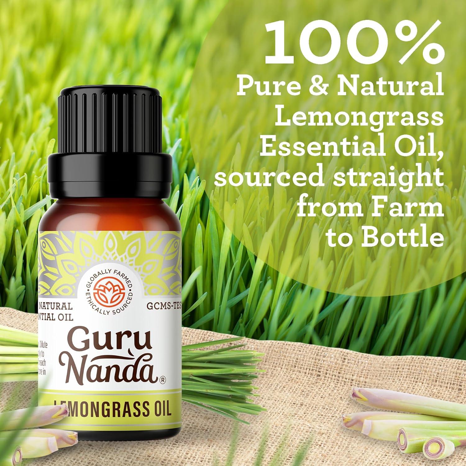 imageGuruNanda Tea Tree Essential Oil 05 Fl Oz 100 Pure Natural and Undiluted Essential Oil for Diffusers Perfect for Aromatherapy Massages ampamp DIY Recipes Helps in Skin and Hair CareLemongrass