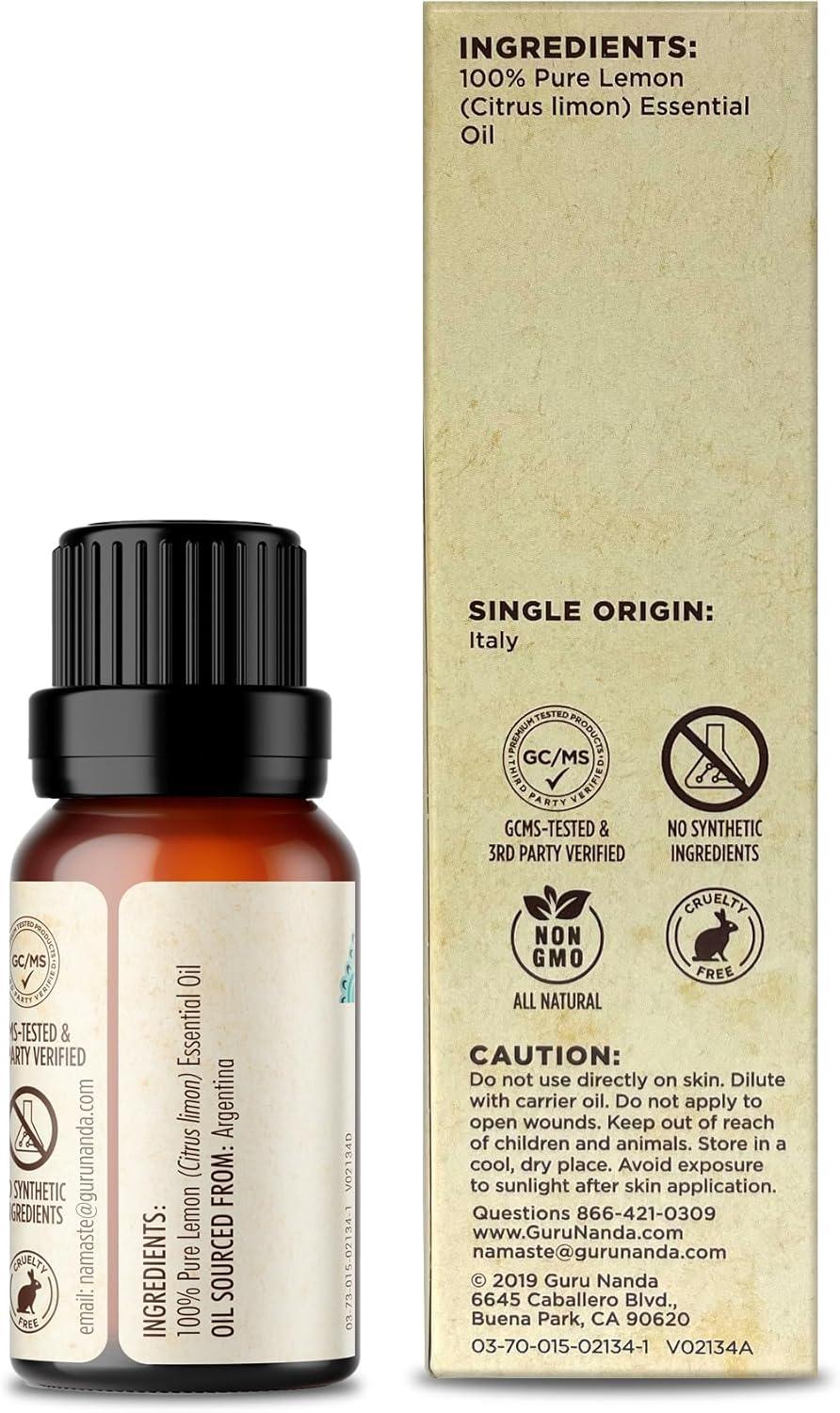 imageGuruNanda Tea Tree Essential Oil 05 Fl Oz 100 Pure Natural and Undiluted Essential Oil for Diffusers Perfect for Aromatherapy Massages ampamp DIY Recipes Helps in Skin and Hair CareLemon