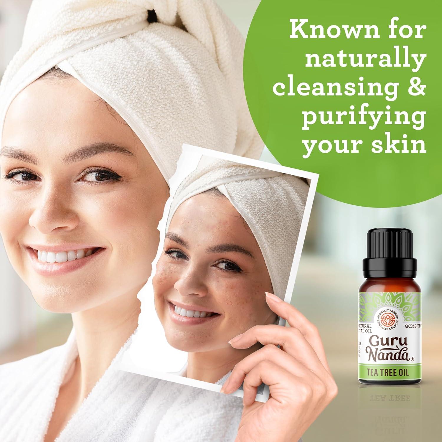 imageGuruNanda Tea Tree Essential Oil 05 Fl Oz 100 Pure Natural and Undiluted Essential Oil for Diffusers Perfect for Aromatherapy Massages ampamp DIY Recipes Helps in Skin and Hair CareTea Tree