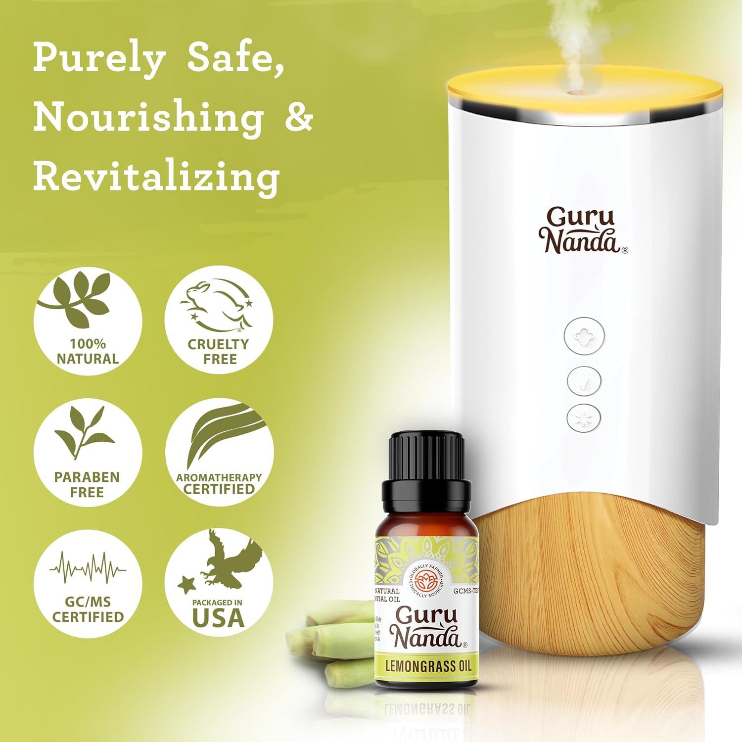 imageGuruNanda Tea Tree Essential Oil 05 Fl Oz 100 Pure Natural and Undiluted Essential Oil for Diffusers Perfect for Aromatherapy Massages ampamp DIY Recipes Helps in Skin and Hair CareLemongrass
