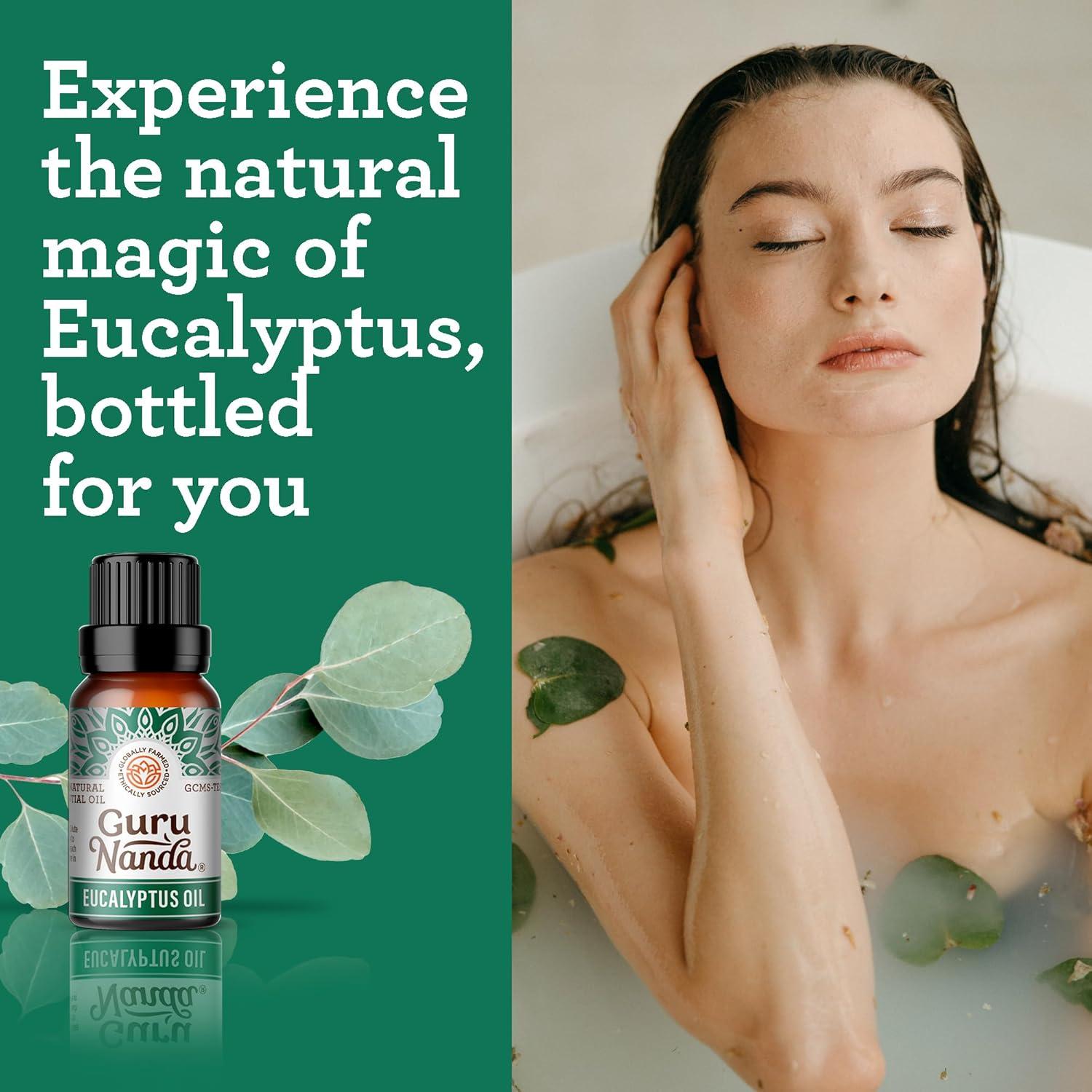 imageGuruNanda Tea Tree Essential Oil 05 Fl Oz 100 Pure Natural and Undiluted Essential Oil for Diffusers Perfect for Aromatherapy Massages ampamp DIY Recipes Helps in Skin and Hair CareEucalyptus