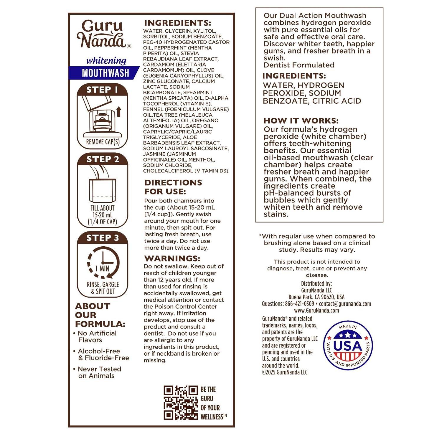 imageGuruNanda Teeth Whitening Dual Barrel Oxyburst Mouthwash Alcohol ampamp Fluoride Free Hydrogen Peroxide to Promote Whiter Teeth Wild Mint 32 Fl OzWhitening Mouthwash 32floz Pack of 1